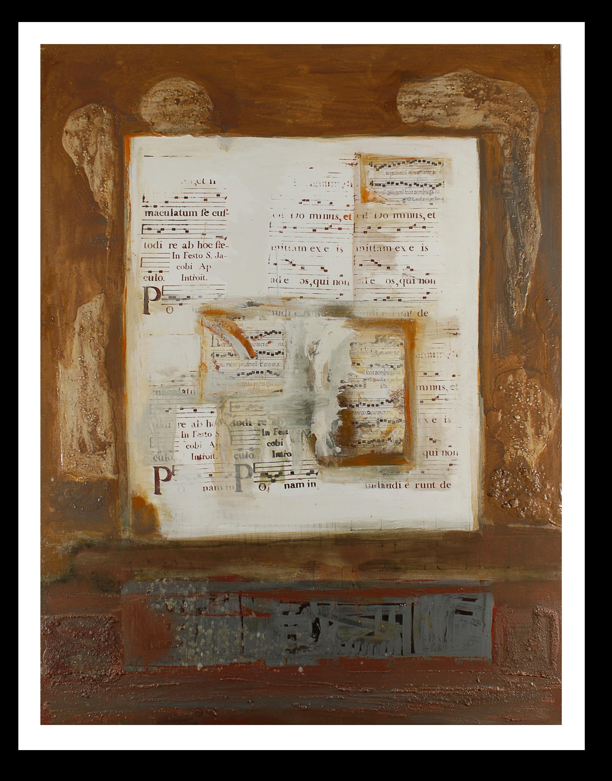 Abstract Painting di Maria Asuncion Raventos - RAVENTOS  Ocra Grande Cantico del tempio  pittura astratta originale a tecnica mista