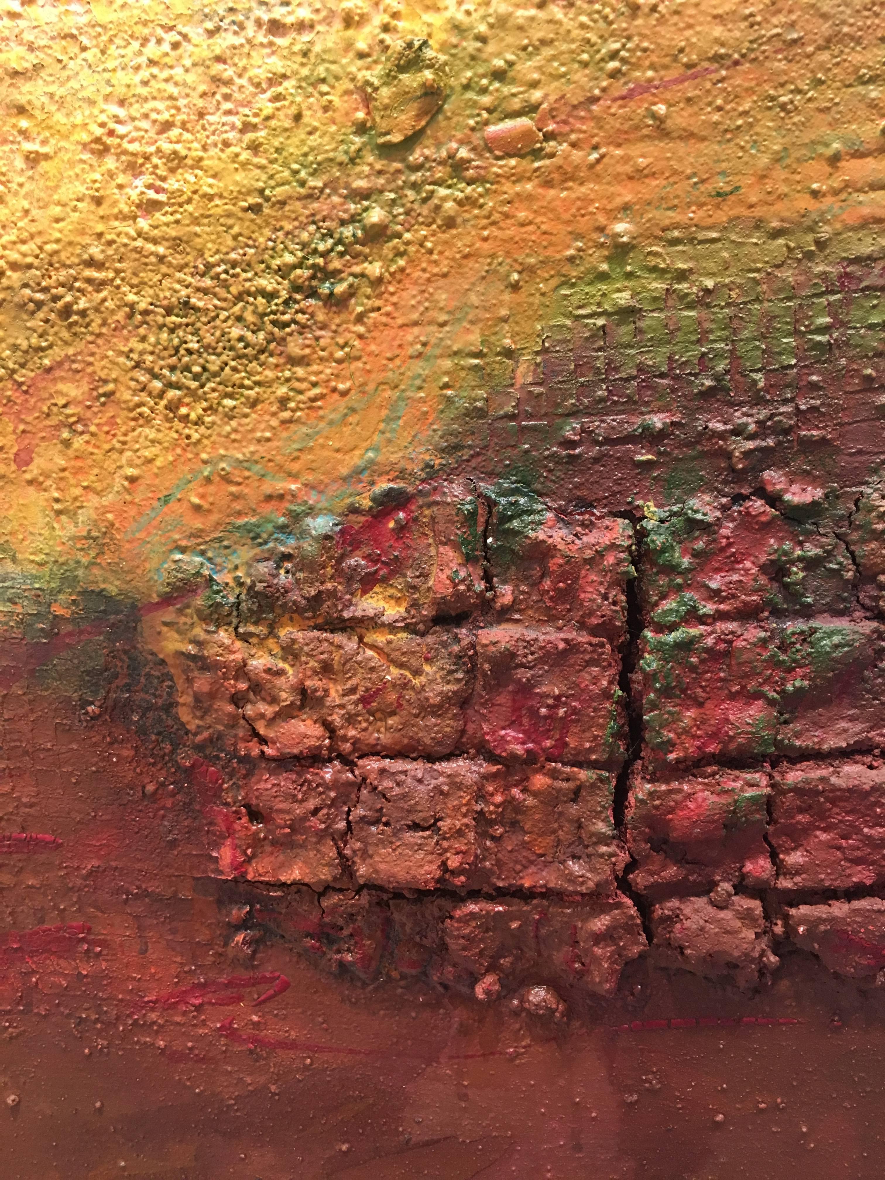 Raventos 10 Vertikal  Bigli   Sonnenuntergang  Abstraktes Original-Acrylgemälde (Orange), Abstract Painting, von Maria Asuncion Raventos