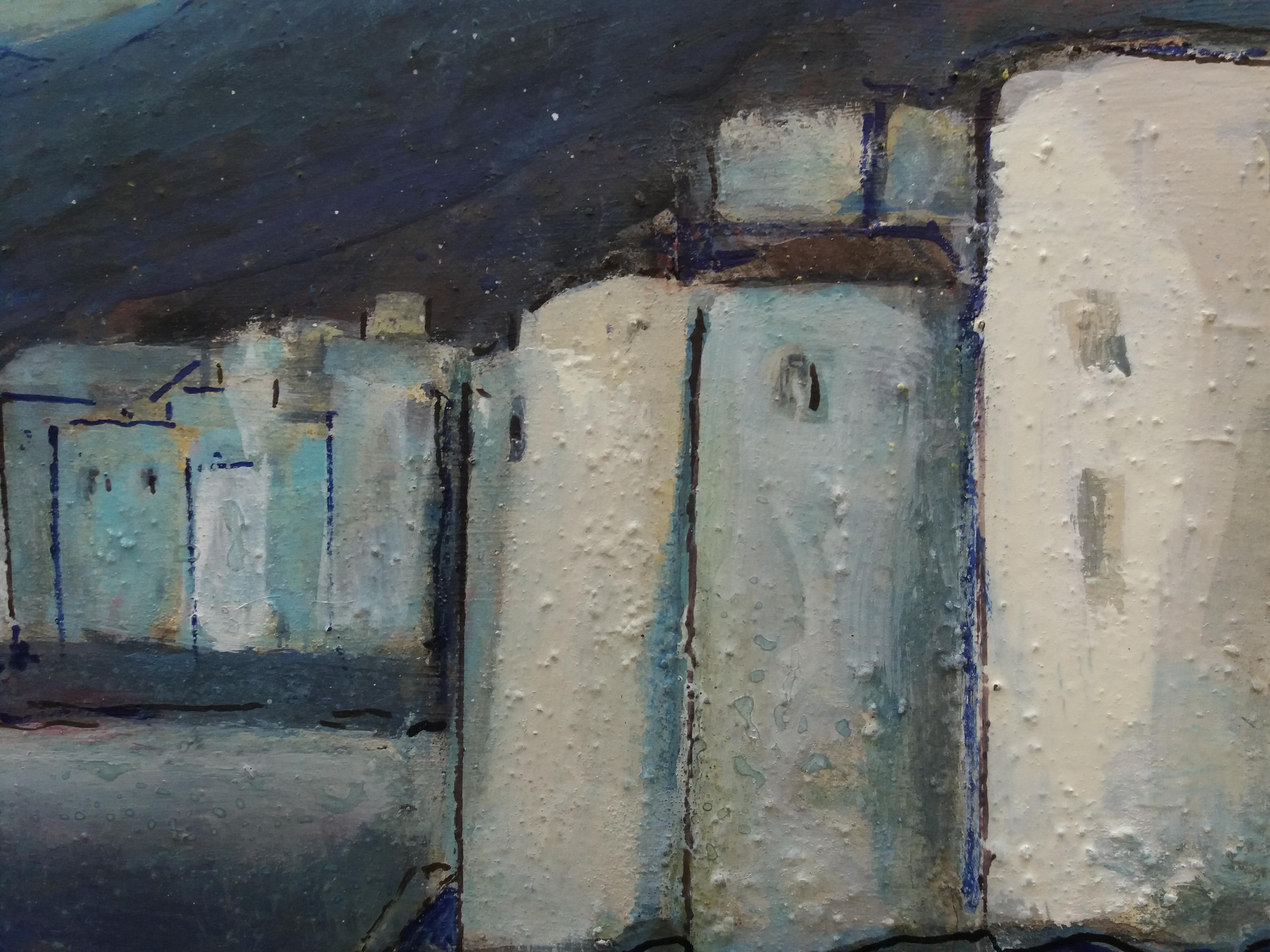 Cadaques original expressionistisches Acryl  Malerei 
RAVENTÓS Mª Assumpció - (San Sadurní d'Anoia, Barcelona 1930).
Raventos erhielt seine Ausbildung an der Eliteschule der Schönen Künste Sant Jordi in Barcelona.
Raventós vertiefte ihre Studien in