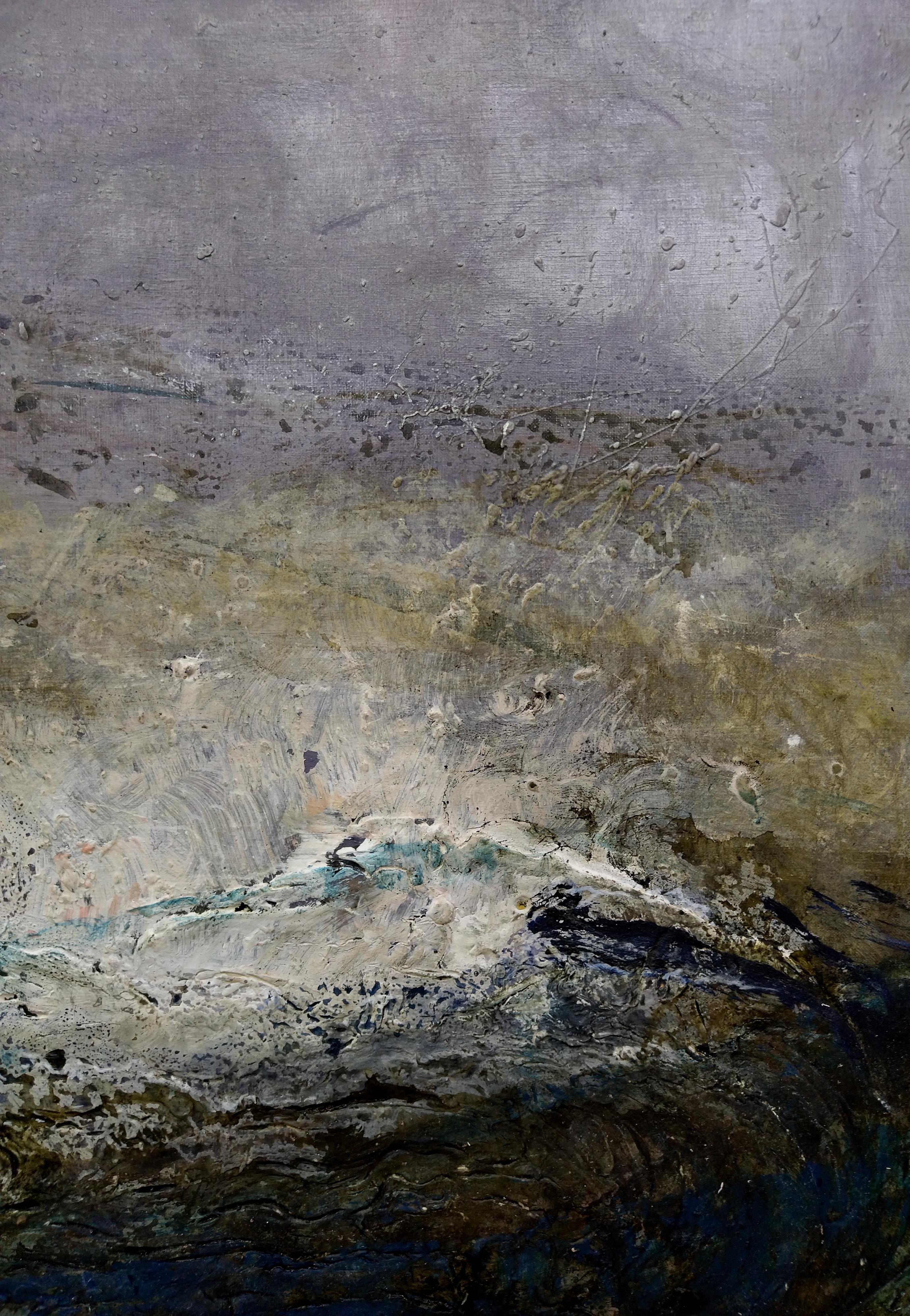 Raventos.  Quadrato. Greene & Greene  pittura astratta originale a tecnica mista - Abstract Painting Grigio di Maria Asuncion Raventos