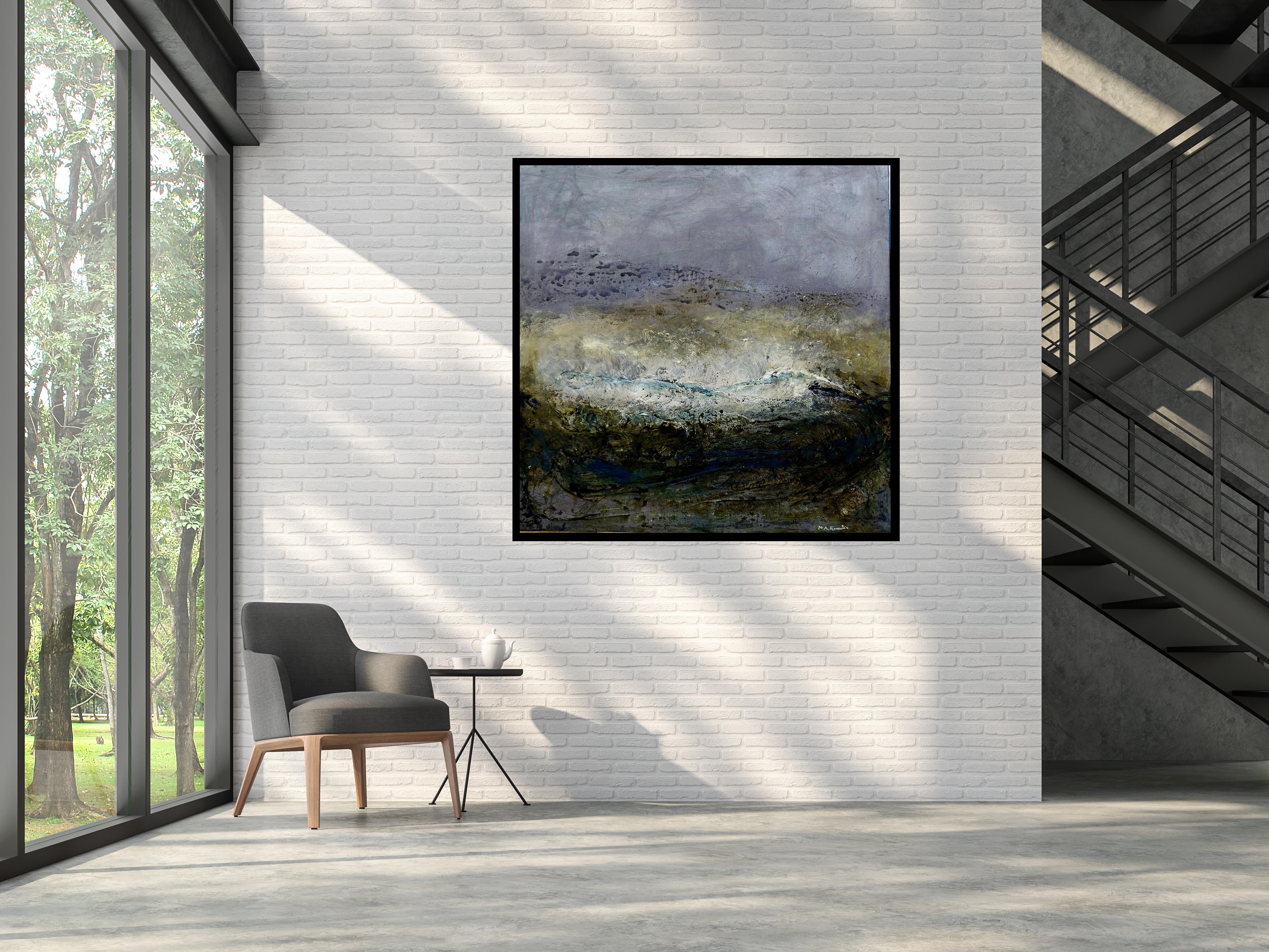 Raventos.  Quadrato. Greene & Greene  pittura astratta originale a tecnica mista in vendita 2
