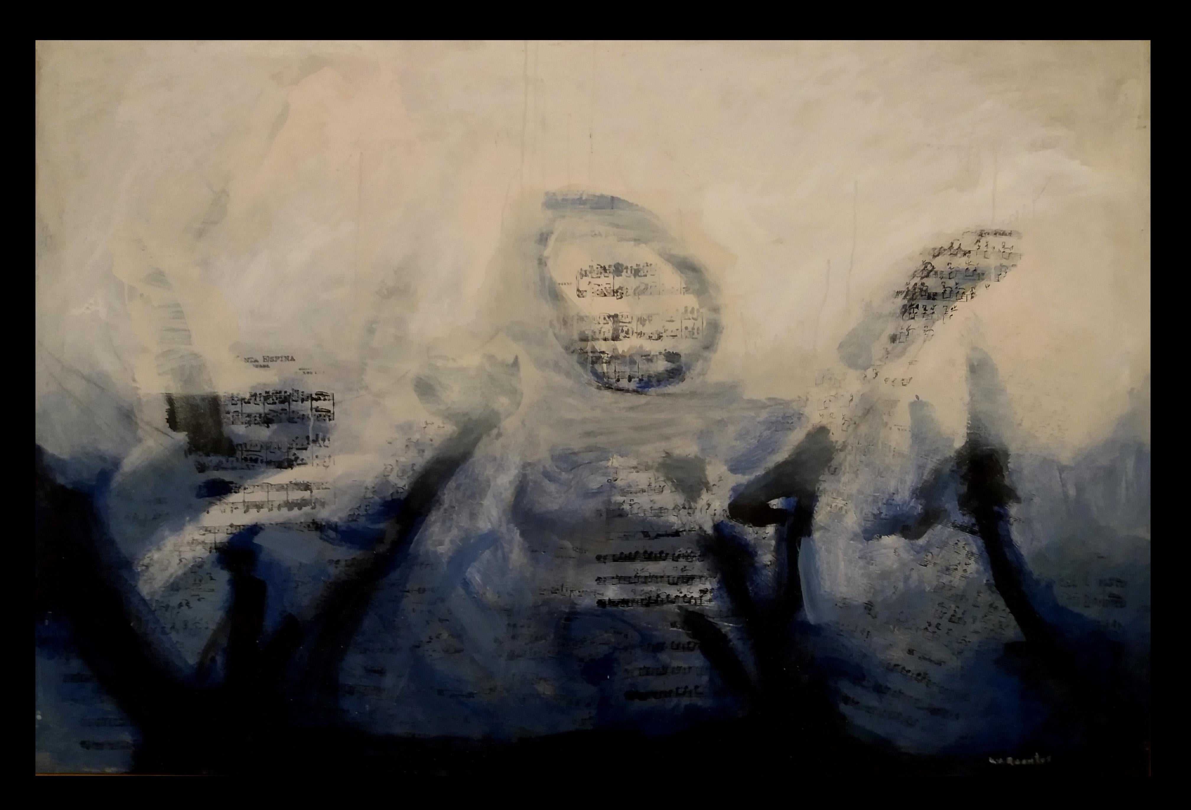 Raventos 14 BLUE  Big  original expressionist acrylic painting - Painting by Maria Asuncion Raventos