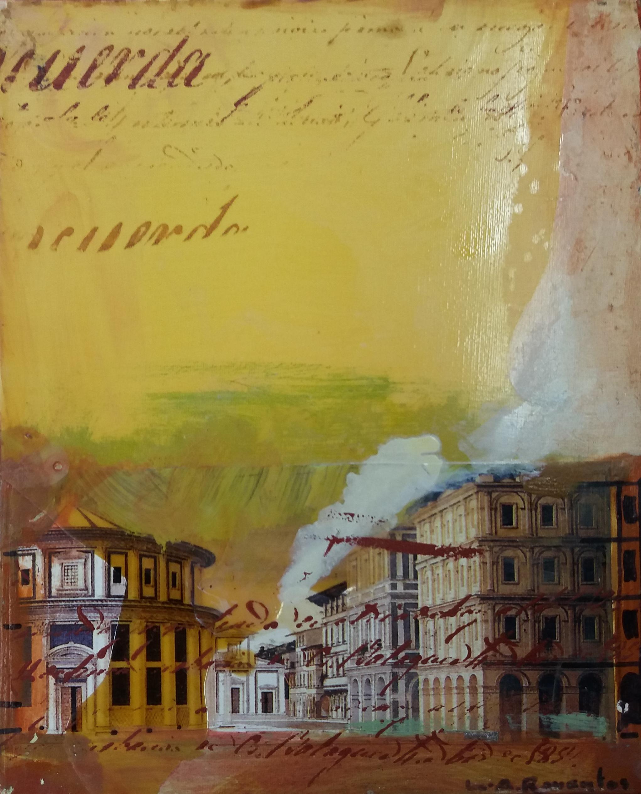 Maria Asuncion Raventos Landscape Painting – Raventos 14 Kleine Vertikale Roma original expressionistisches Acrylgemälde