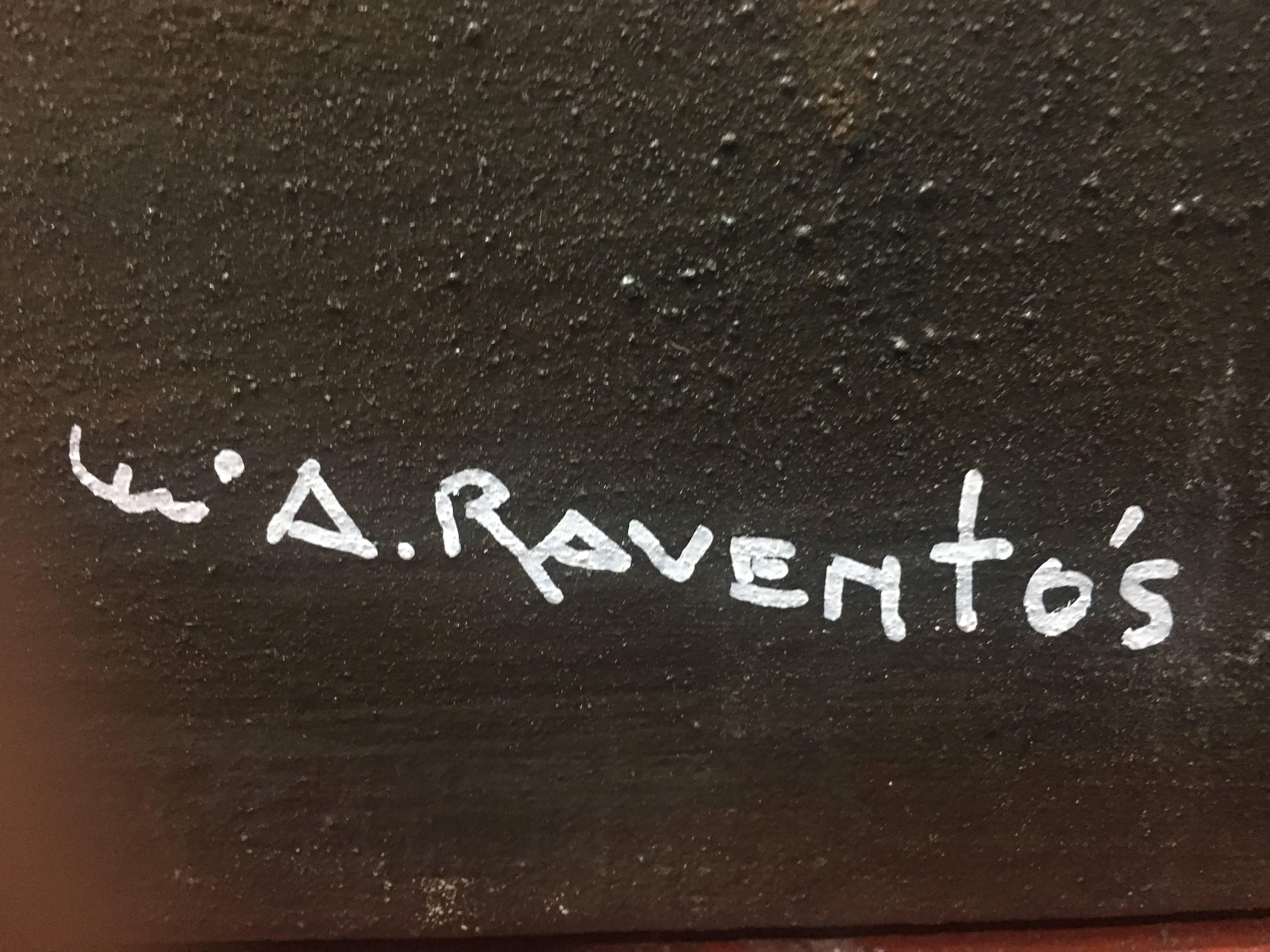 Raventos   Pianoforte e Spartiti dipinto su tela acrilica originale espressionista in vendita 2