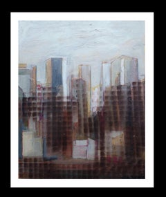 Raventos  Citty Chicago original expressionist acrylic painting