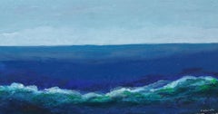 Raventos   Sea blue  original expressionist mixed media painting