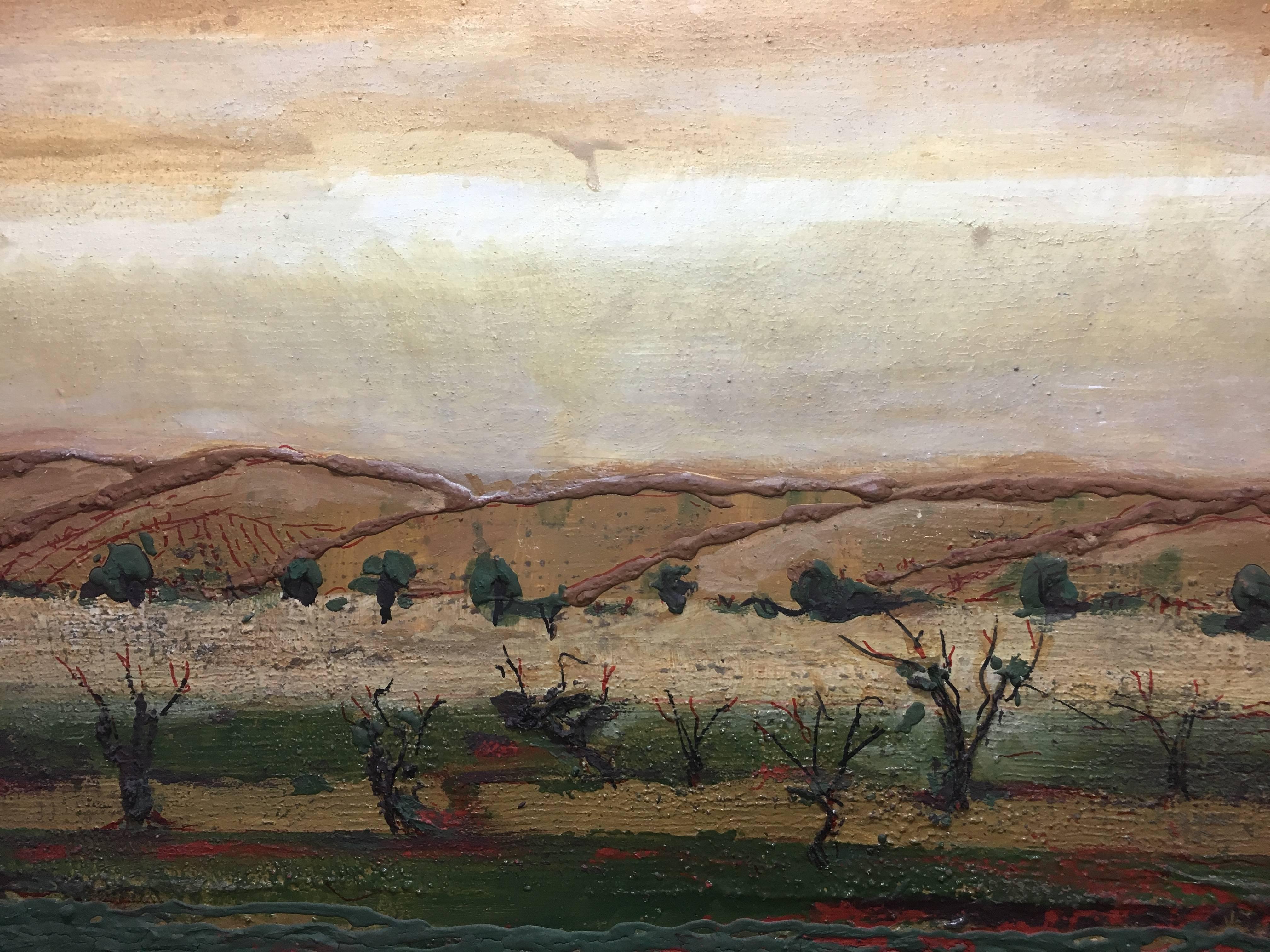 Raventos 25  Venti Viti  Alberi  Quadrato  Tramonto  acrilico espressionista originale - Painting Espressionista di Maria Asuncion Raventos
