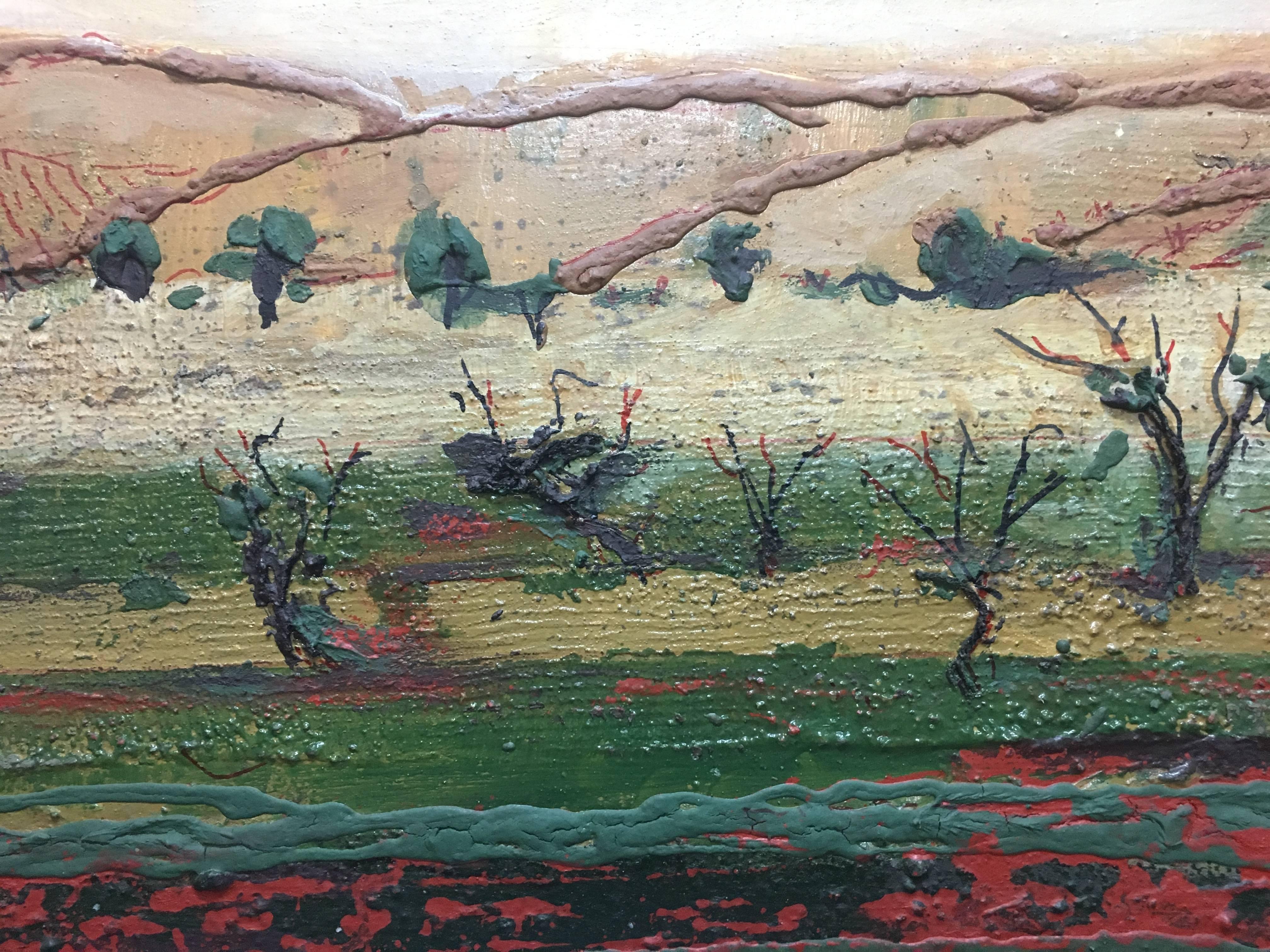 Raventos 25  Venti Viti  Alberi  Quadrato  Tramonto  acrilico espressionista originale in vendita 3