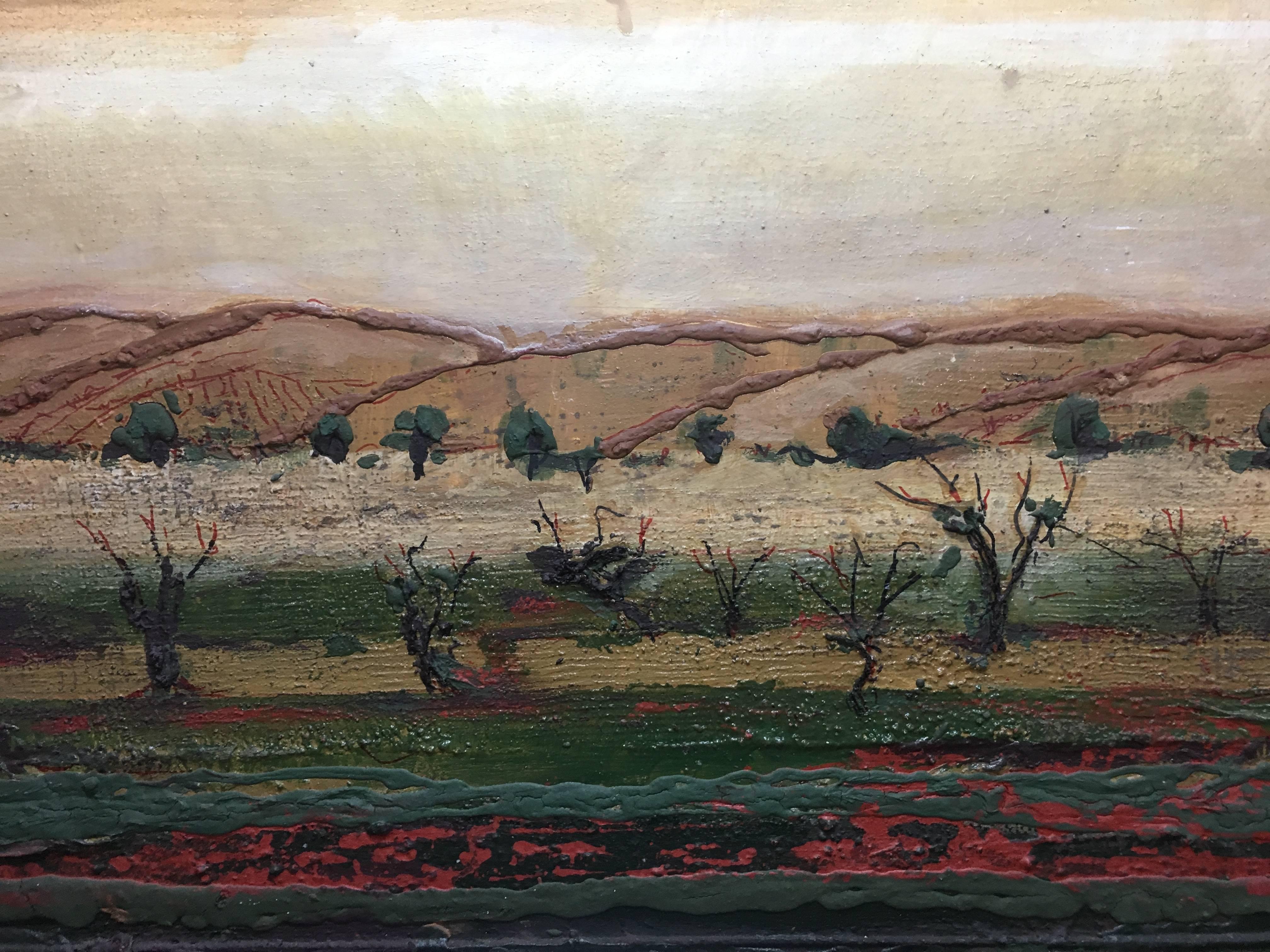 Raventos 25  Venti Viti  Alberi  Quadrato  Tramonto  acrilico espressionista originale in vendita 4
