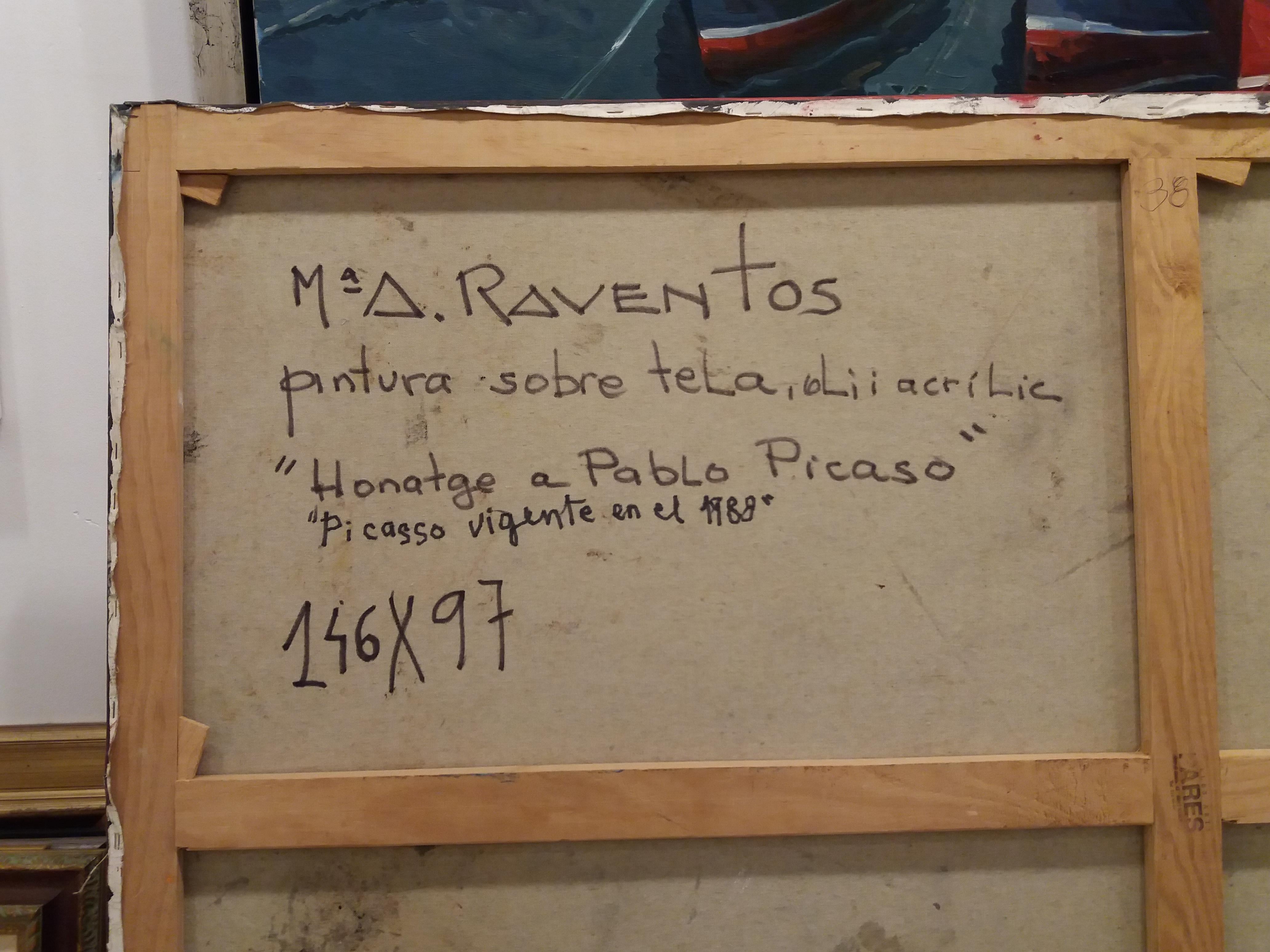 Raventos  Rot  Schwarz  Homenatge a Picasso. Original expressionistischer Maler  im Angebot 4