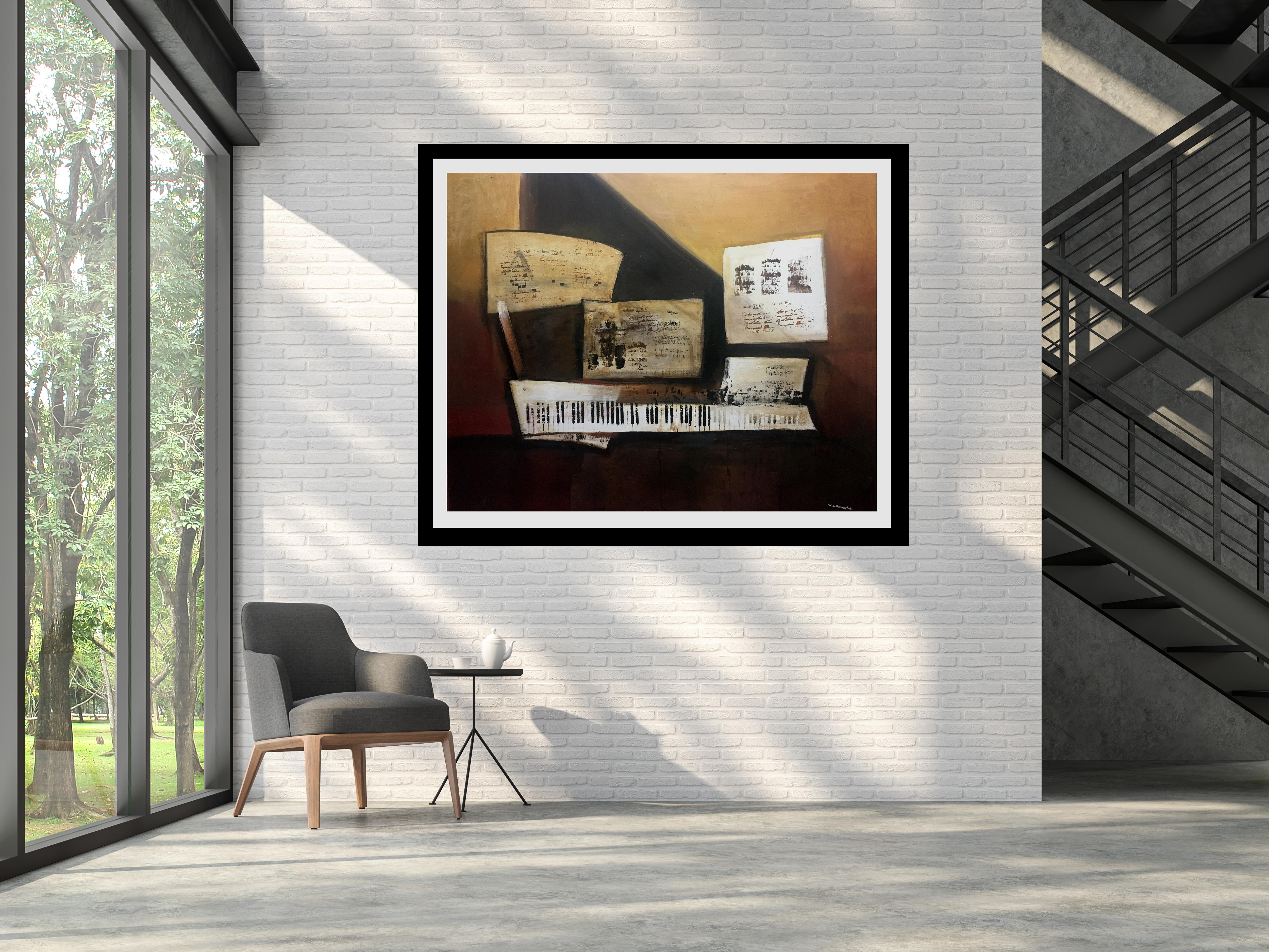 Raventos 30  Original expressionistisches Gemälde in Acryl auf Leinwand von Piano and Scores im Angebot 4