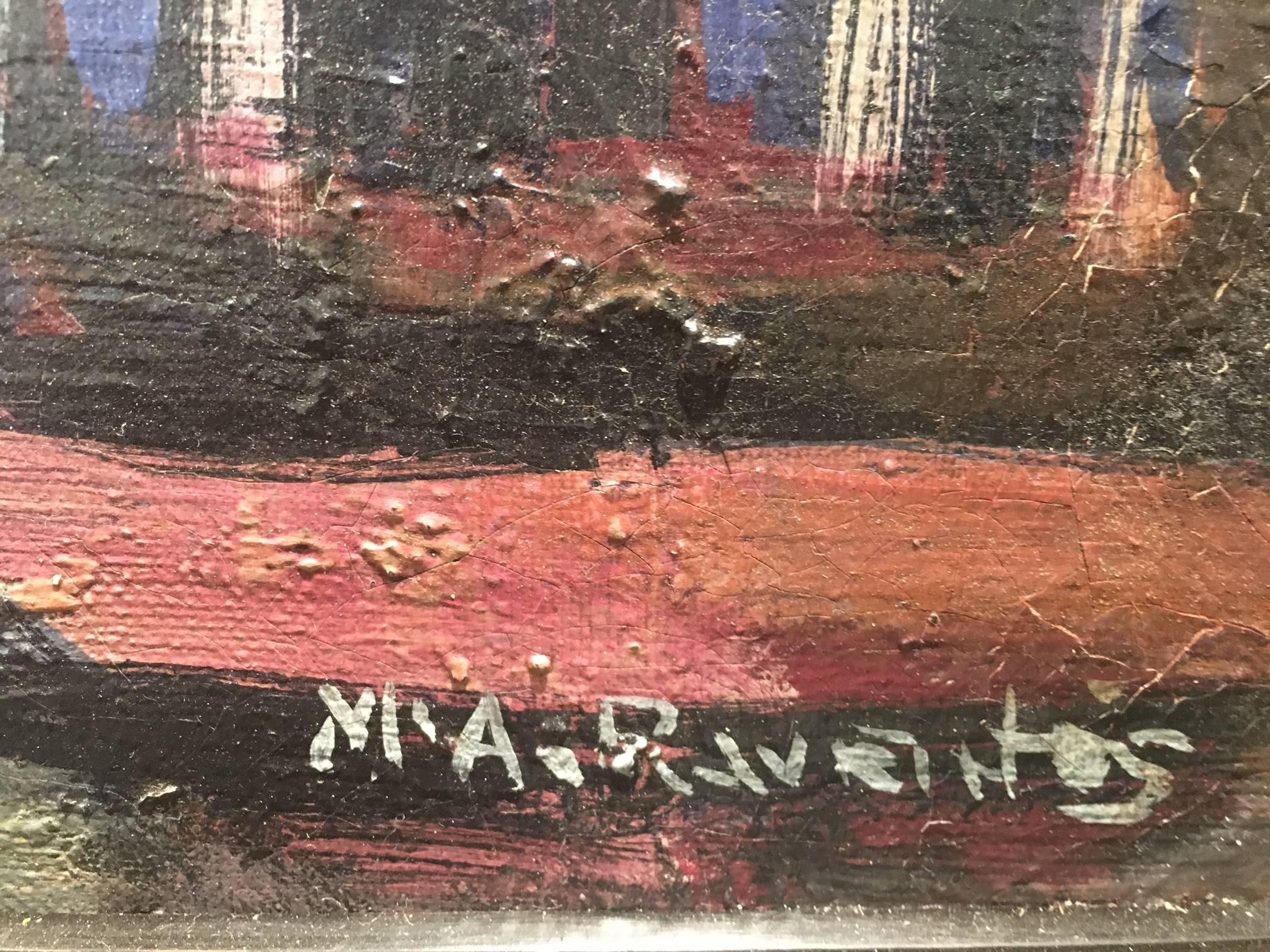 Raventos 32 MOULIN ROUGE. PARIS original expressionist acrylic canvas For Sale 1