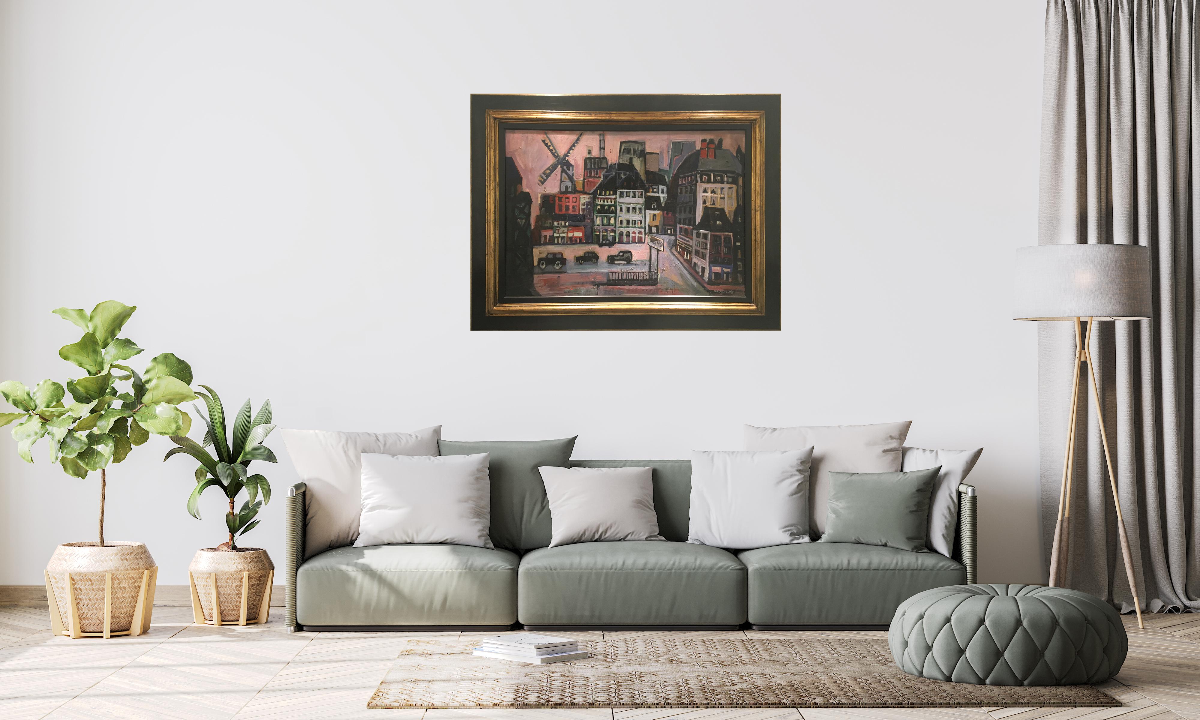 Raventos 32 MOULIN ROUGE. PARIS original expressionist acrylic canvas For Sale 2