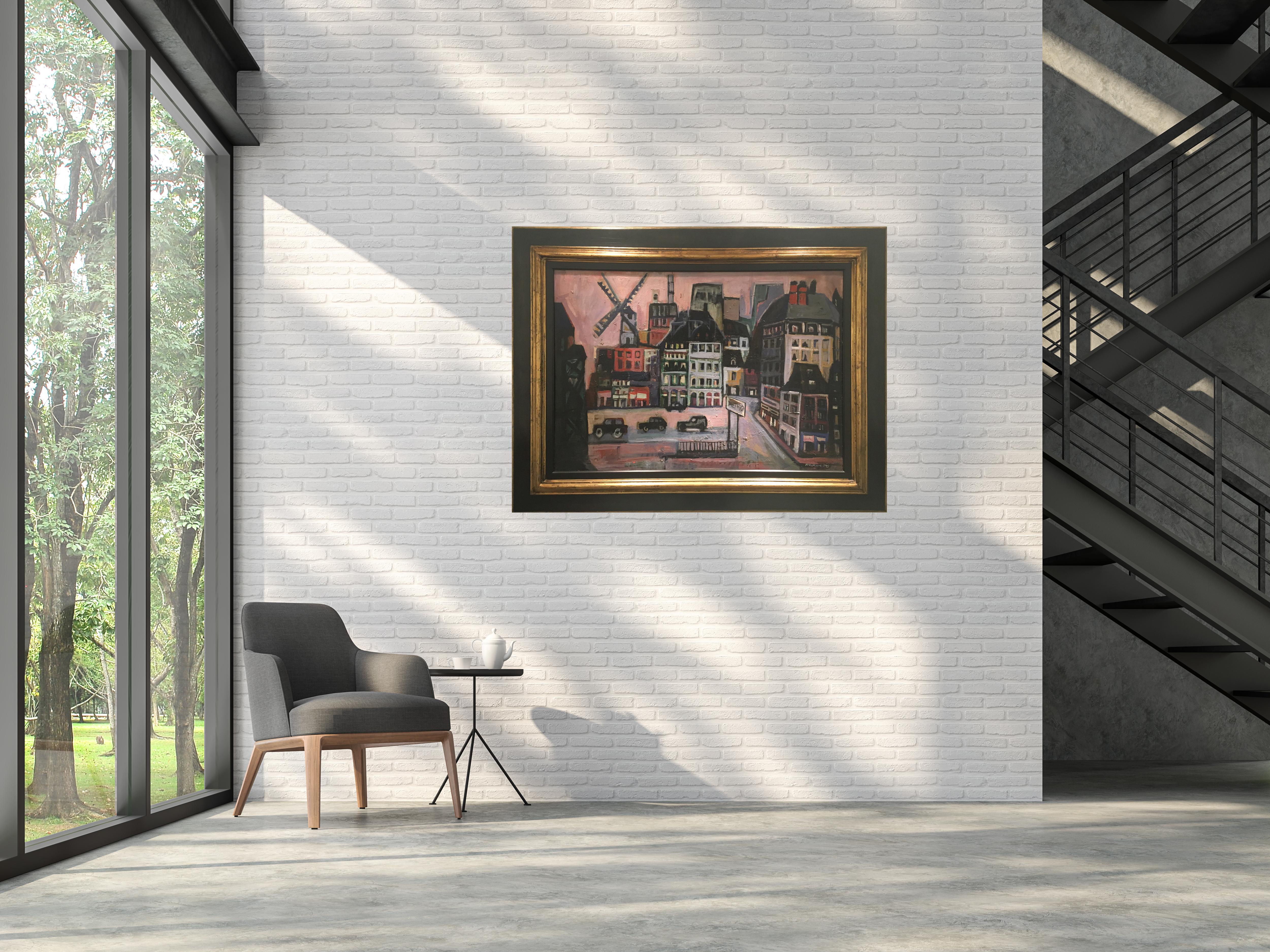 Raventos 32 MOULIN ROUGE. PARIS original expressionist acrylic canvas For Sale 3