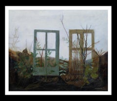 Vintage RAVENTOS 3.2 Winds Windows   Garden  Green original abstract mixed media