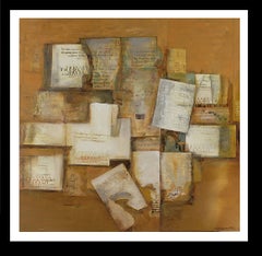 Raventos 10 dorées Bigli Carré Toile expressionniste originale acrylique