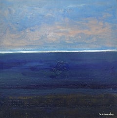 Raventos 32 SEA AND BLUE SKY original expressionist mixed media canvas