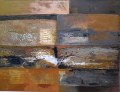 RAVENTOS 7 Big Ocher Colors " original abstract mixed media painting