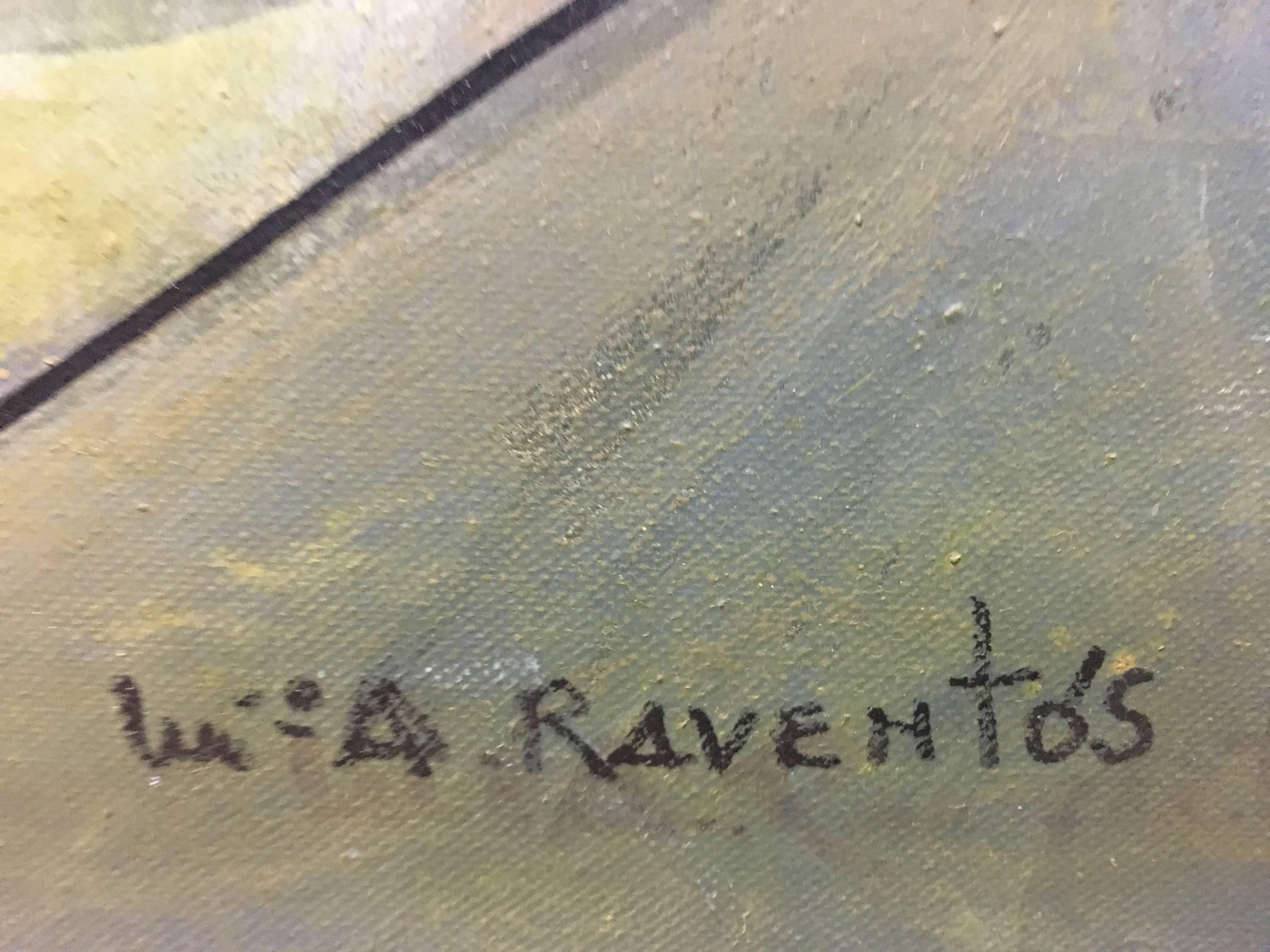 RAVENTÓS Mª Assumpció - (San Sadurní d'Anoia, Barcelona 1930).
Raventos. geometrische Figuren. braun . weiß. expressionistisches Acryl  Leinwandbild. gerahmt
Raventos erhielt seine Ausbildung an der Eliteschule der Schönen Künste Sant Jordi in