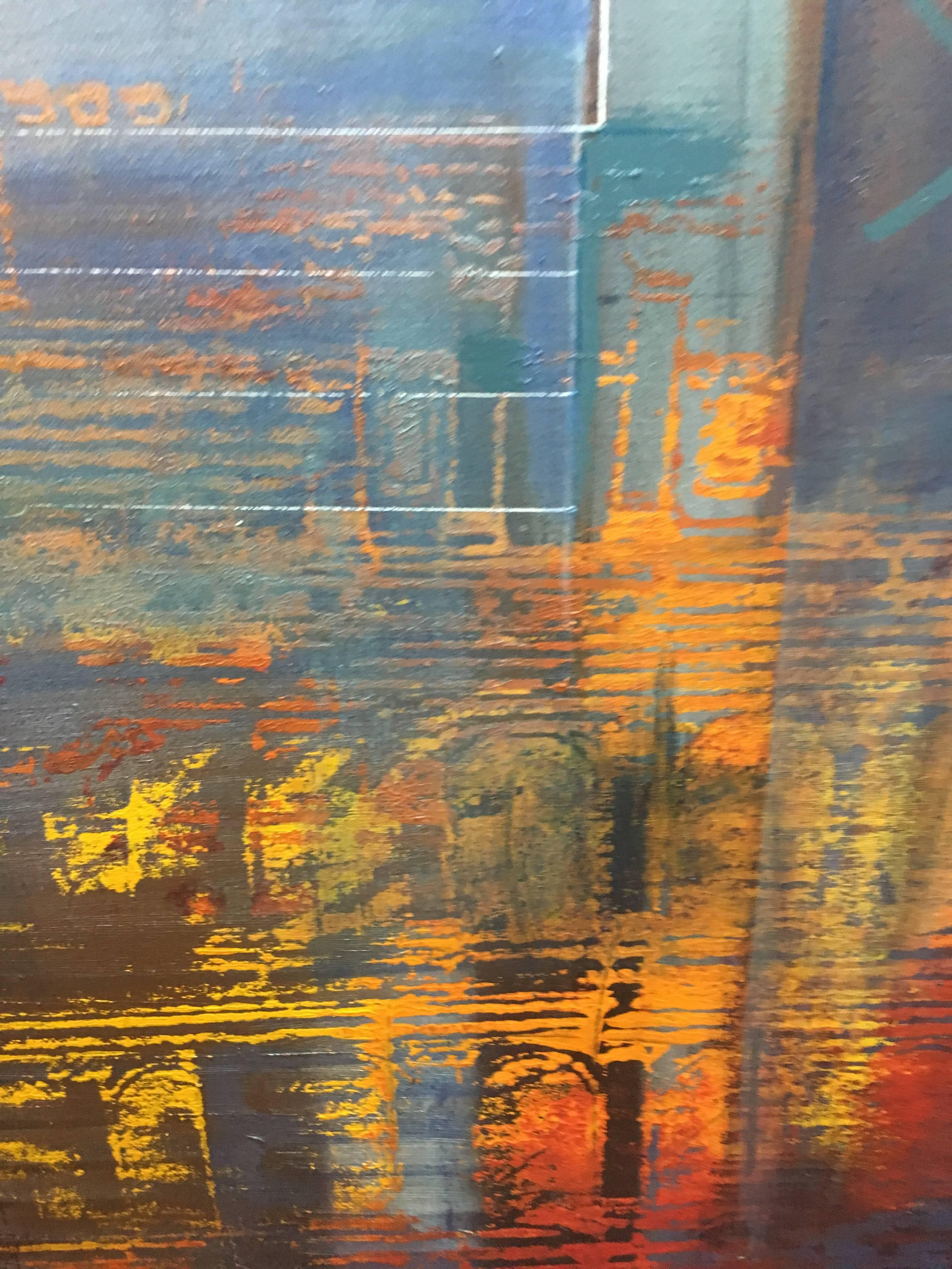 Raventos 7 Gig Vertical Barcelona  original expressionist acrylic painting - Expressionist Painting by Maria Asuncion Raventos