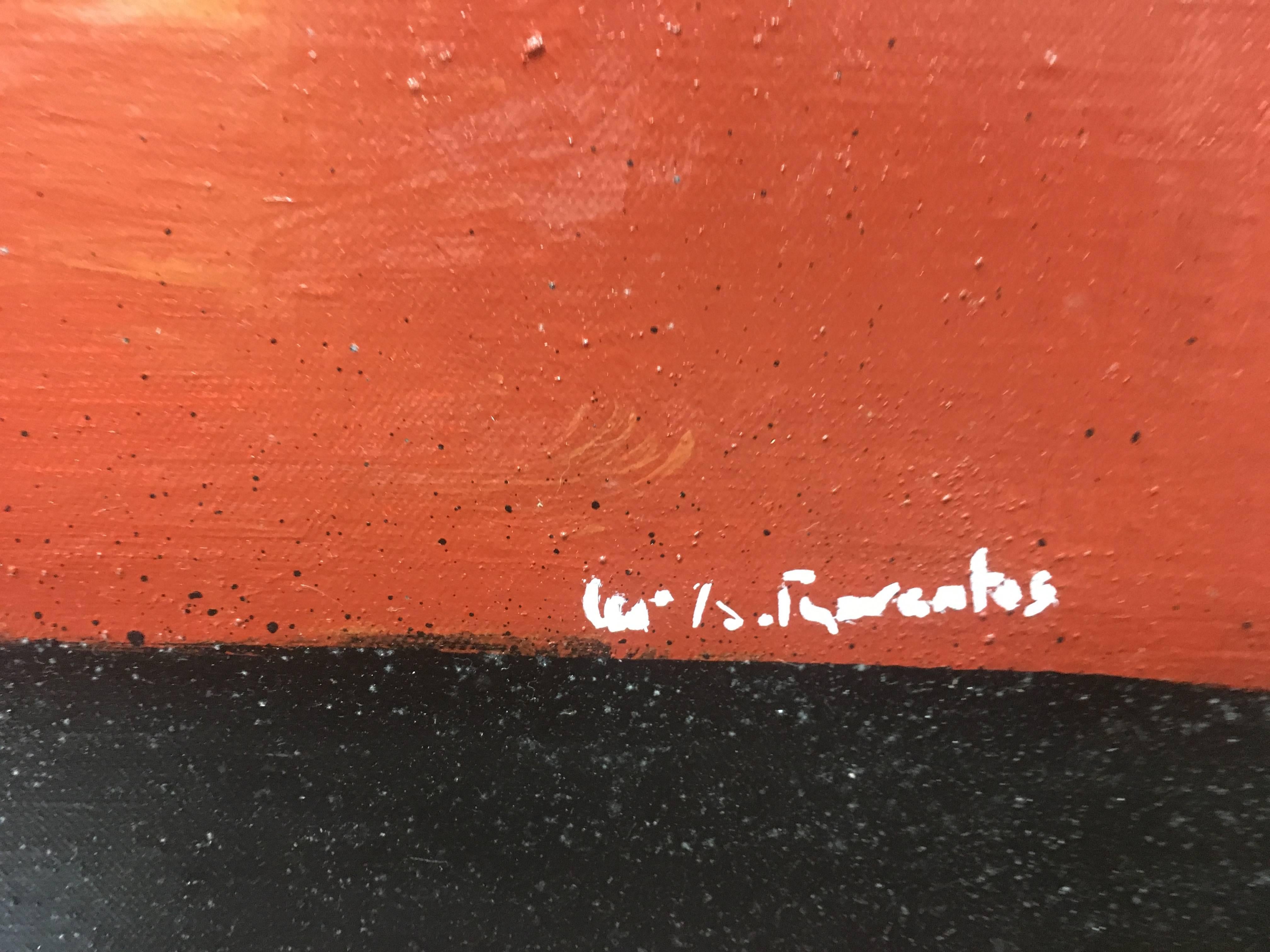 Tromba Raventos 7  Violino   Rosso  Tecnica mista espressionista originale nera in vendita 1