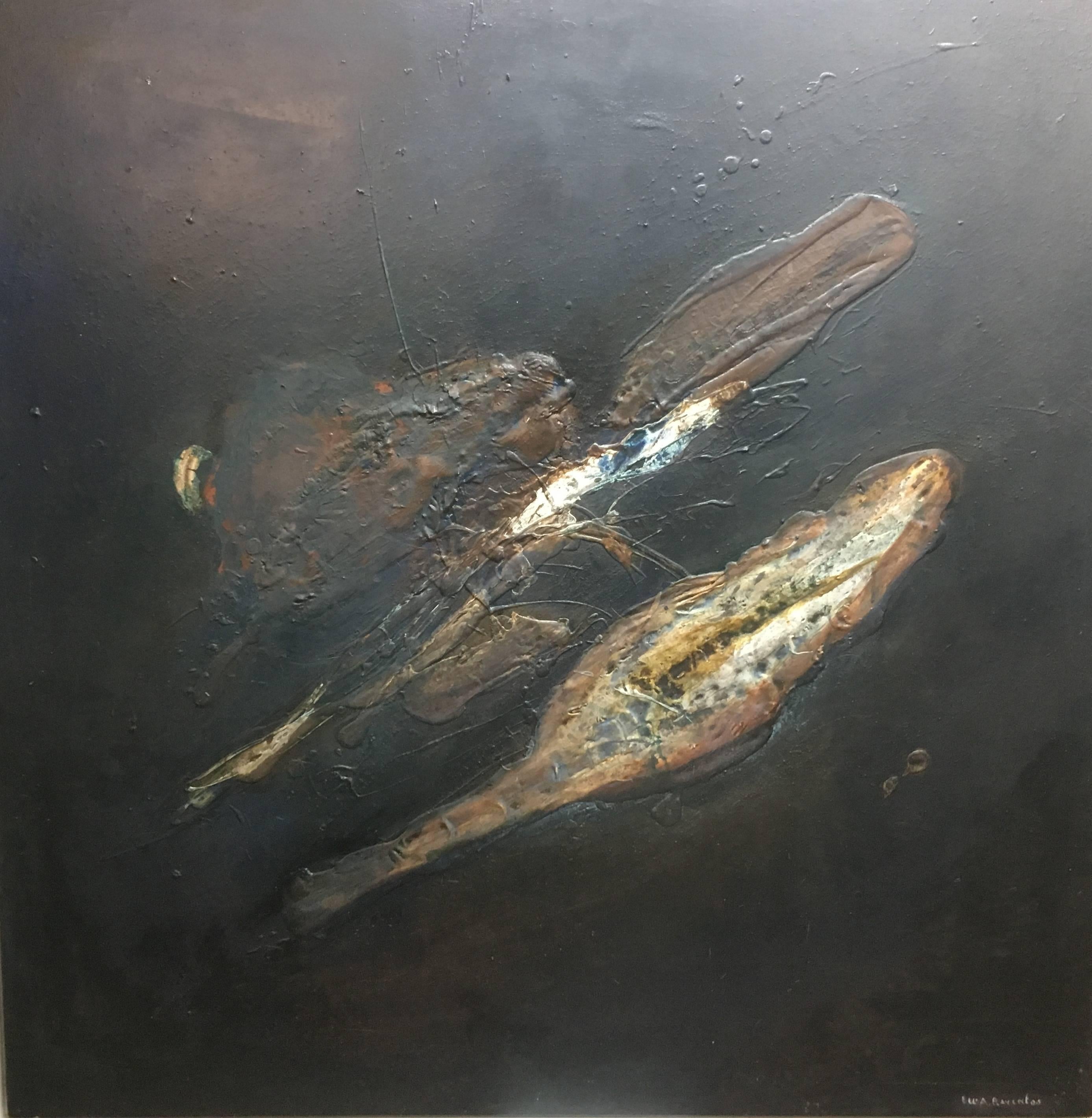 Raventos   Nero  Quadrato  NEGRO  Grande.  tela astratta originale a tecnica mista - Painting di Maria Asuncion Raventos
