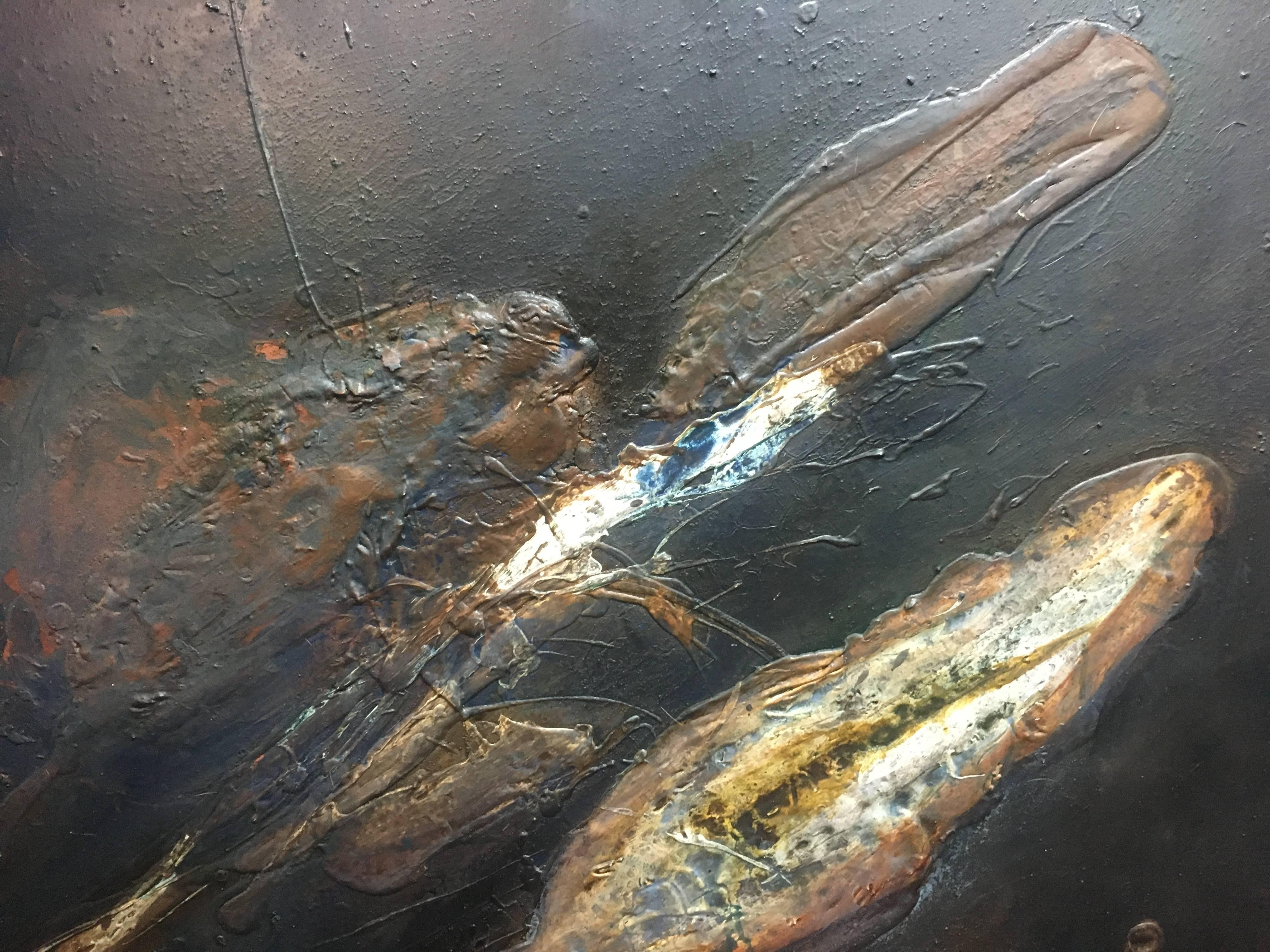 Raventos   Nero  Quadrato  NEGRO  Grande.  tela astratta originale a tecnica mista - Painting Astratto di Maria Asuncion Raventos