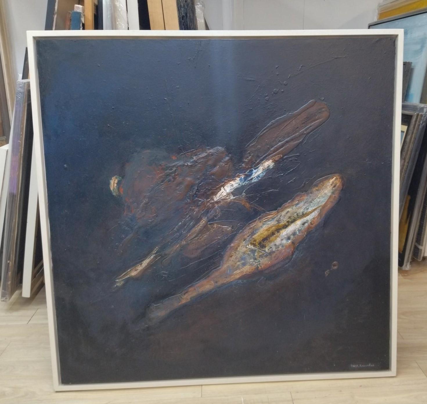  Raventos   Black  Square  NEGRO  Big.  original abstract mixed media canvas  For Sale 7