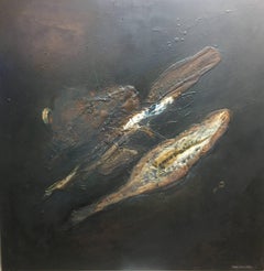 Raventos 9 Black Square NEGRO Big. original abstract mixed media canvas