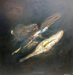 Raventos 9 Black Square NEGRO Big. original abstract mixed media canvas