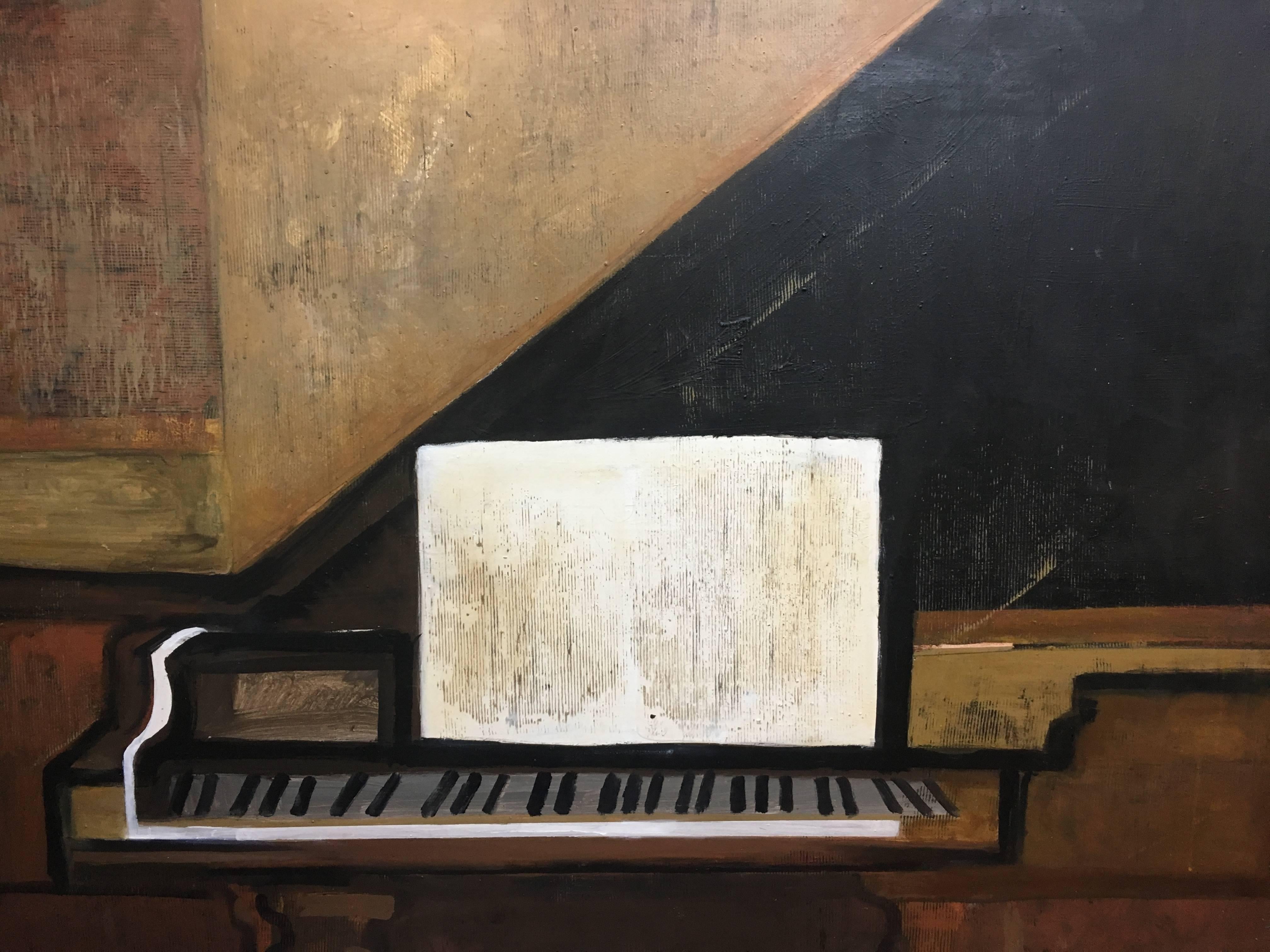 Raventos   Piano and Shett II original expressionist acrylic painting - Expressionist Painting by Maria Asuncion Raventos