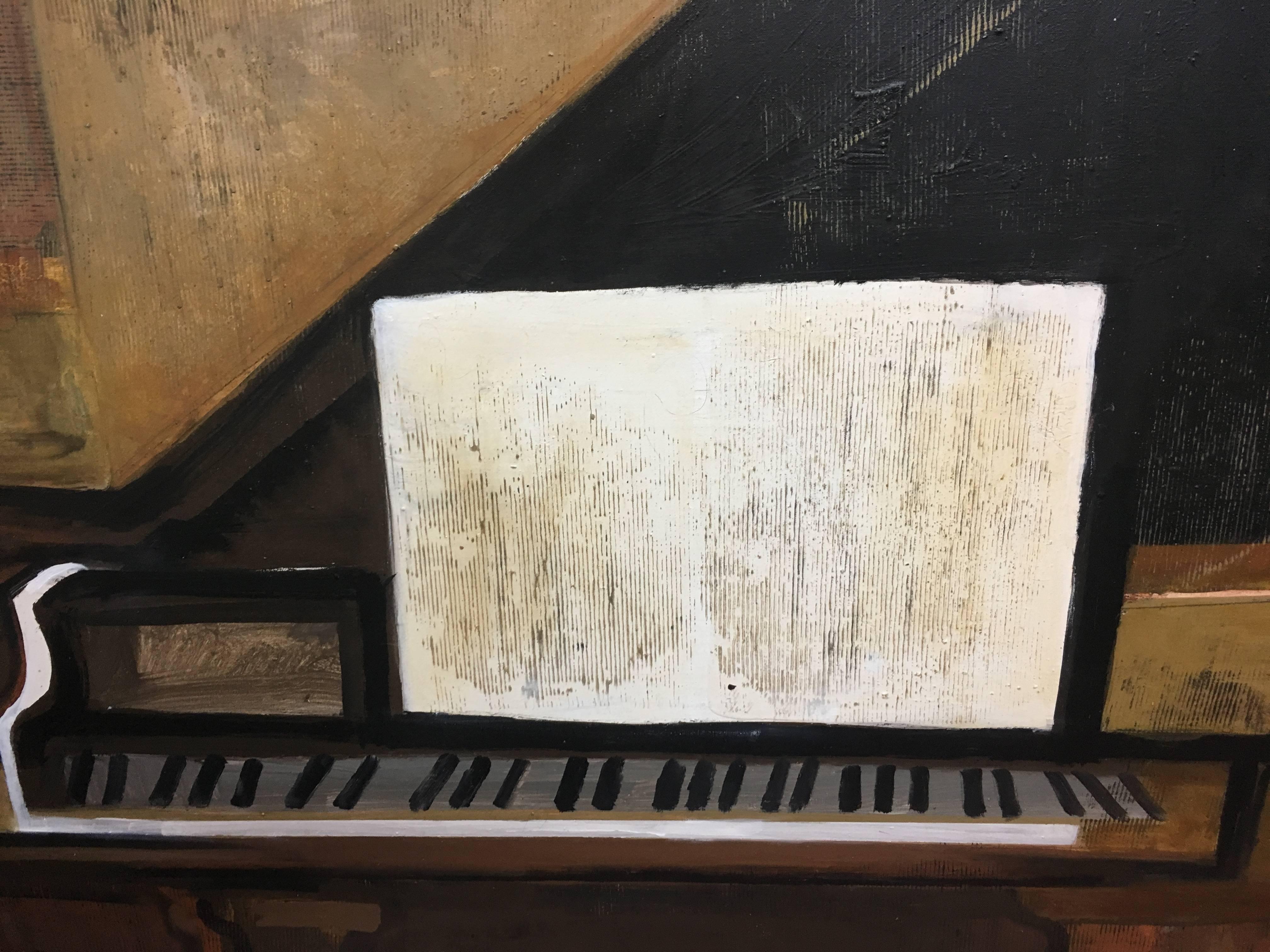 Piano and shett II original expressionist acrylic painting
RAVENTÓS Mª Assumpció – (San Sadurní d’Anoia, Barcelona 1930).
Raventos trained at the elite Sant Jordi School of Fine Arts in Barcelona.
Raventós expanded her studies in etching and