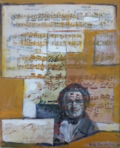 Raventos Beethoven Mussic original expressionist mixed media painting