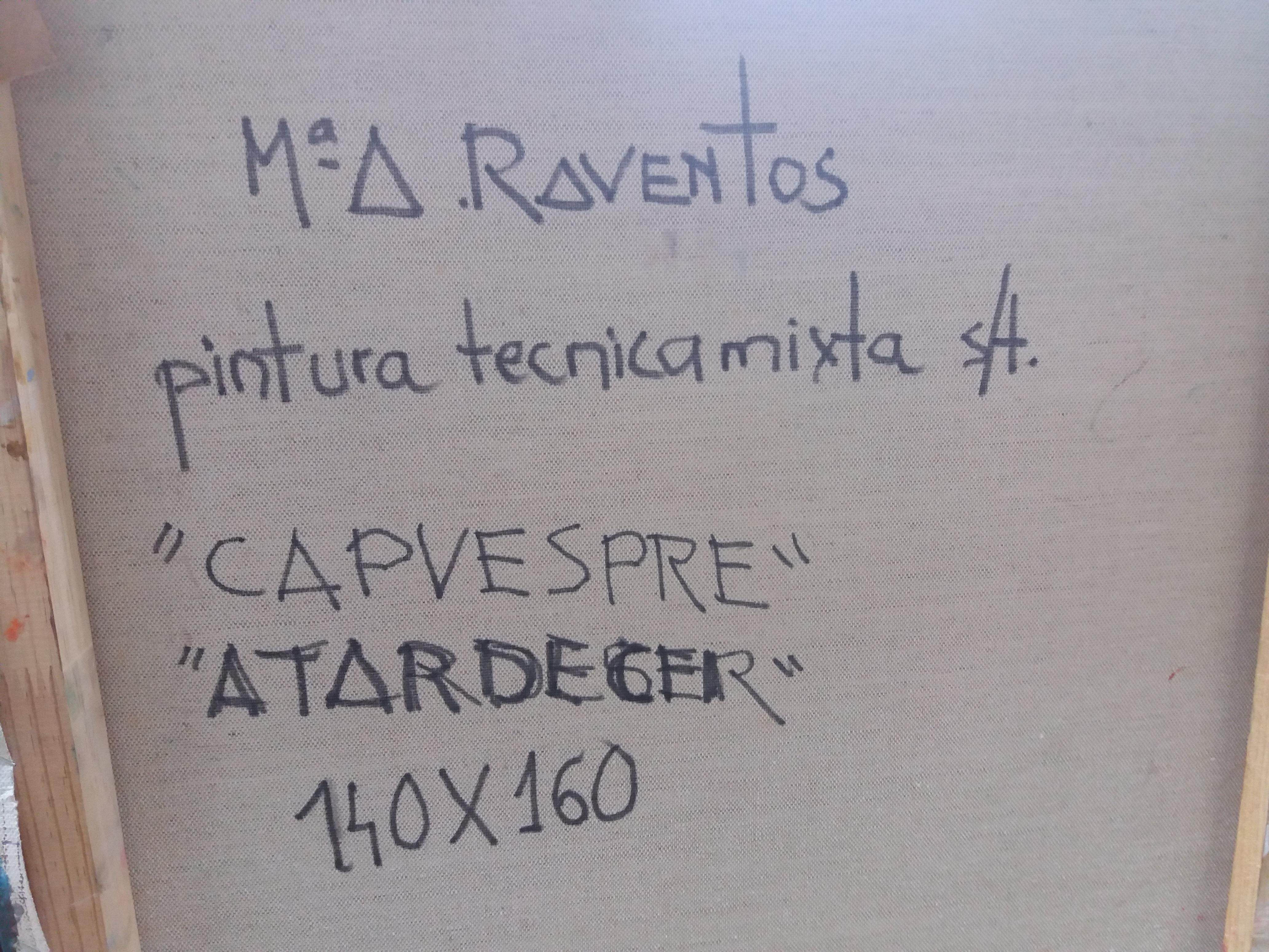 Raventos  Gran Azul Naranja  pintura acrílica expresionista original en venta 8