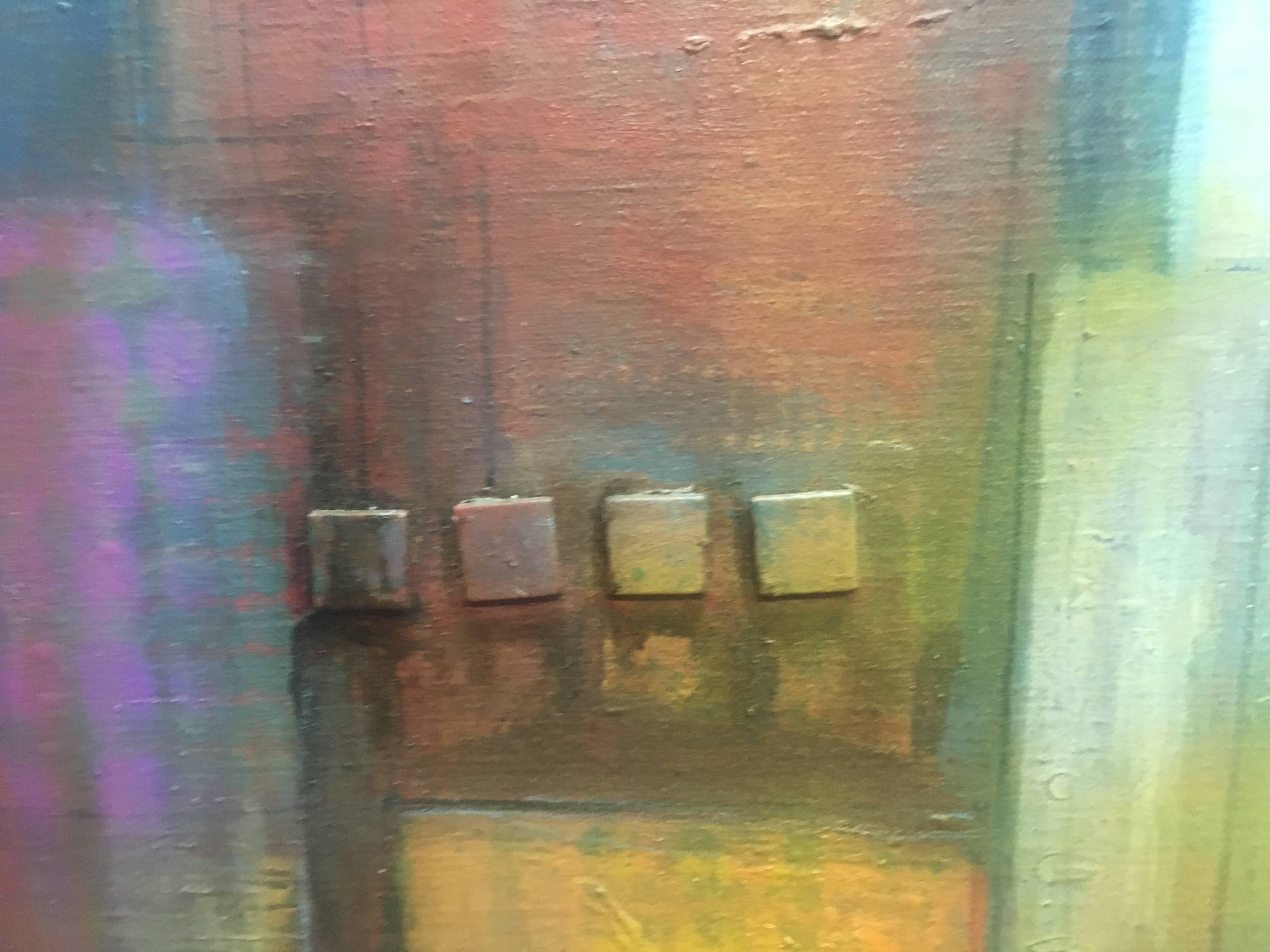 Raventos  Gran Azul Naranja  pintura acrílica expresionista original en venta 5