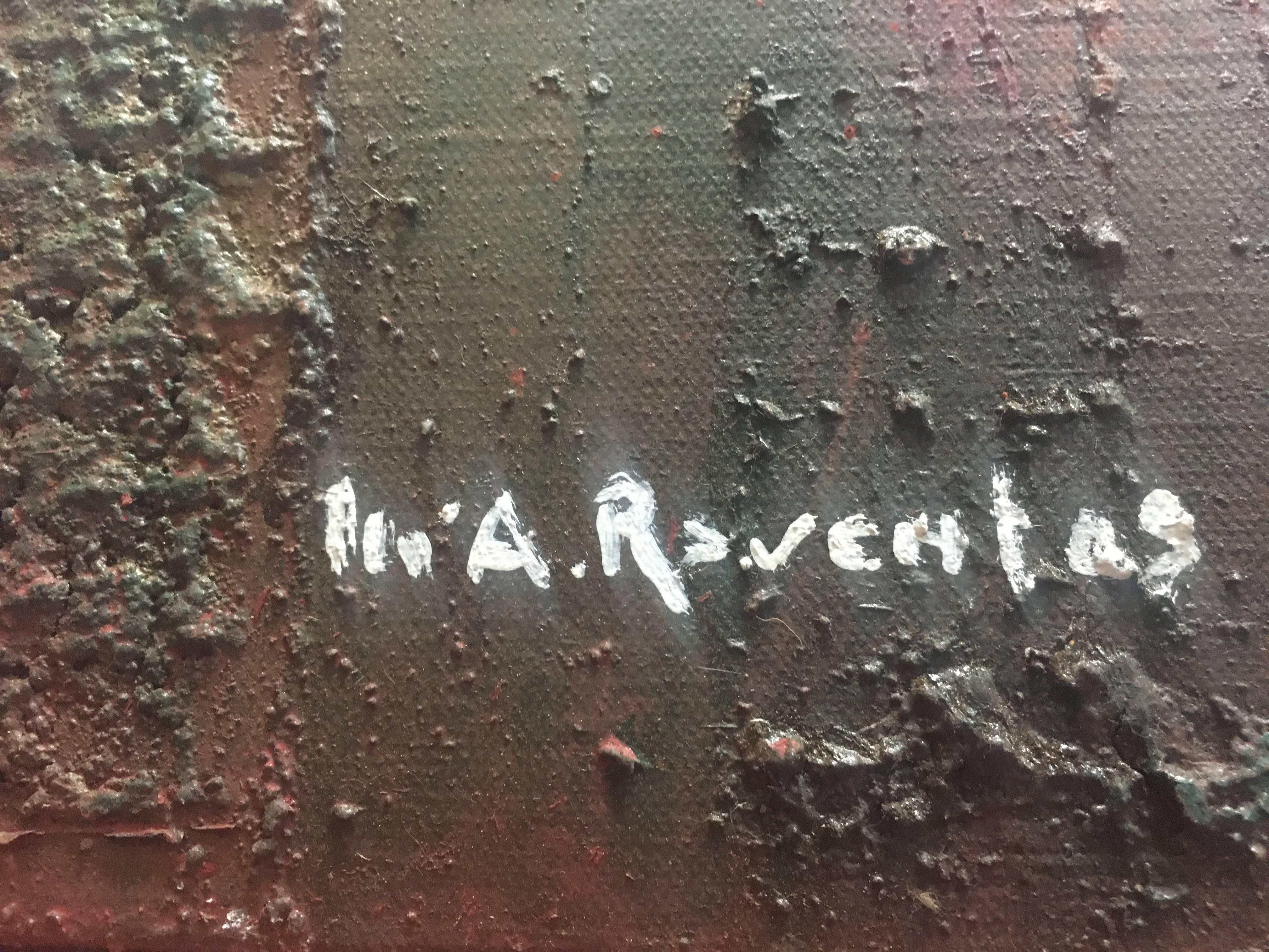 Raventos  Großes Blau-orange  Original-expressionistisches Acrylgemälde im Angebot 2