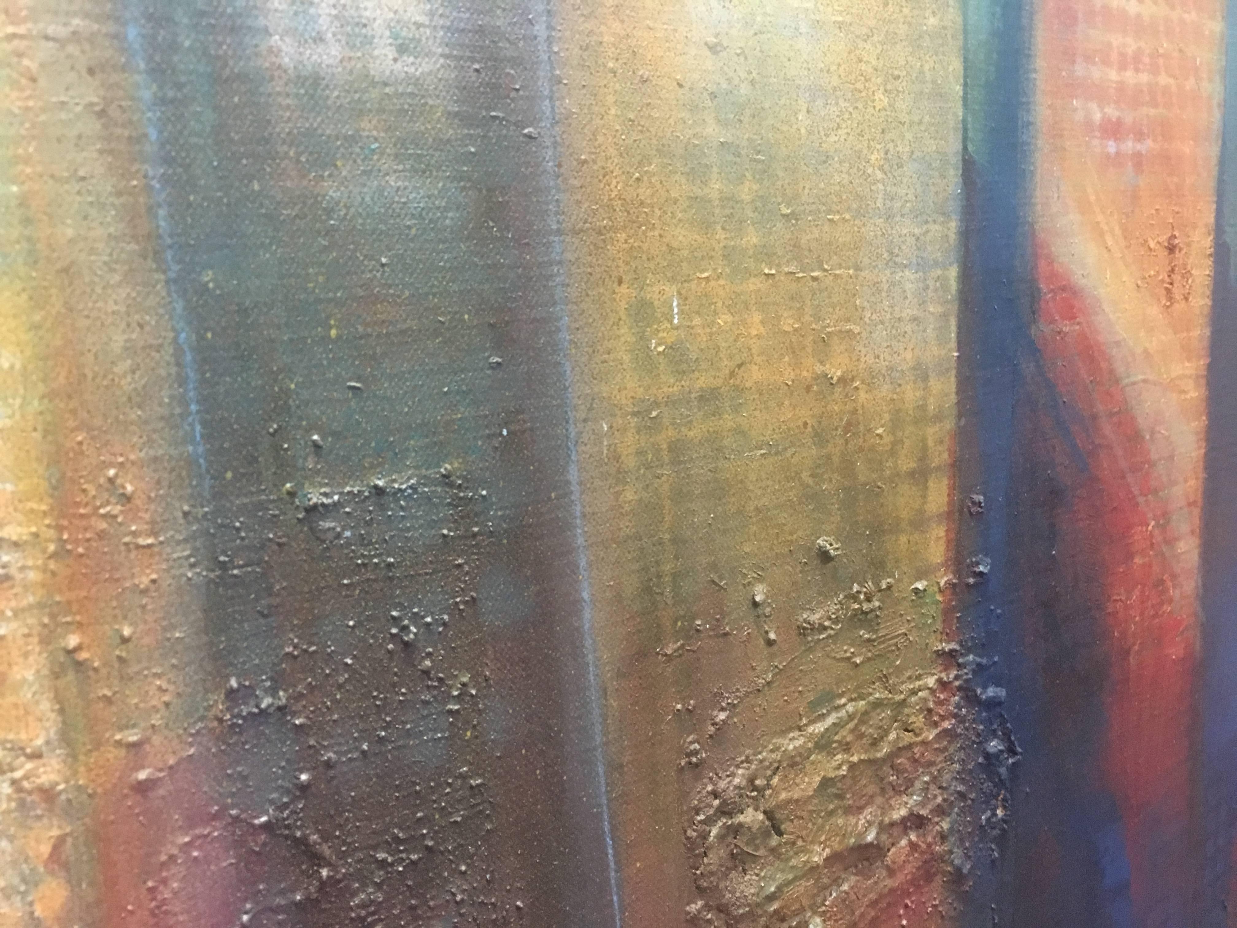Raventos  Gran Azul Naranja  pintura acrílica expresionista original en venta 7