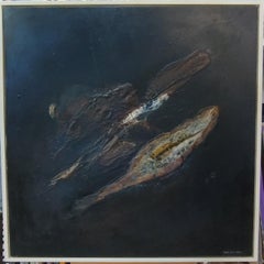 Raventos Black Square NEGRO Big. original abstract mixed media canvas