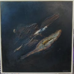 Raventos Black Square NEGRO Big. original abstract mixed media canvas