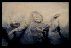 Raventos  BLUE Big original expressionist acrylic painting
