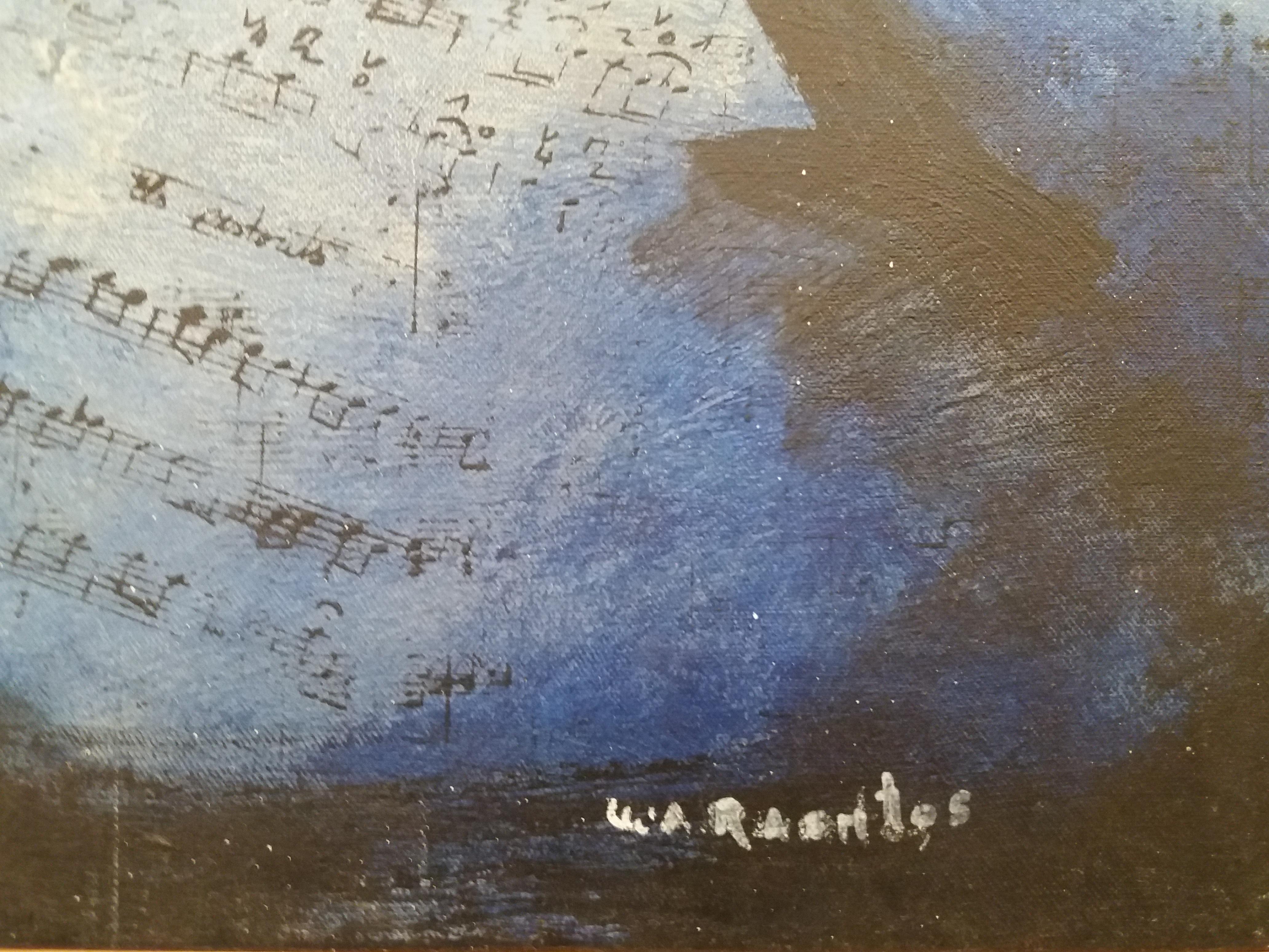 Raventos   BLU  Grande  pittura acrilica espressionista originale in vendita 1