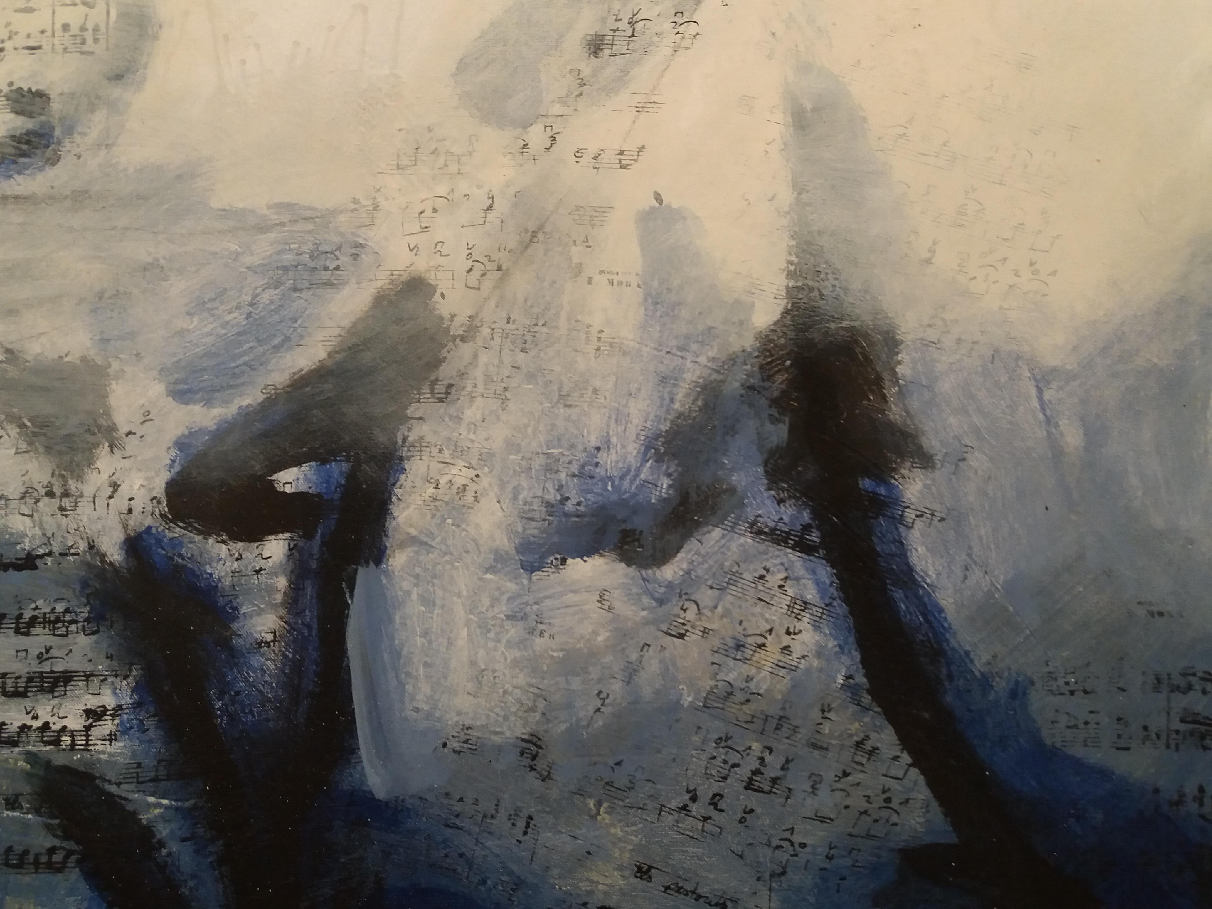 Raventos   BLU  Grande  pittura acrilica espressionista originale in vendita 2