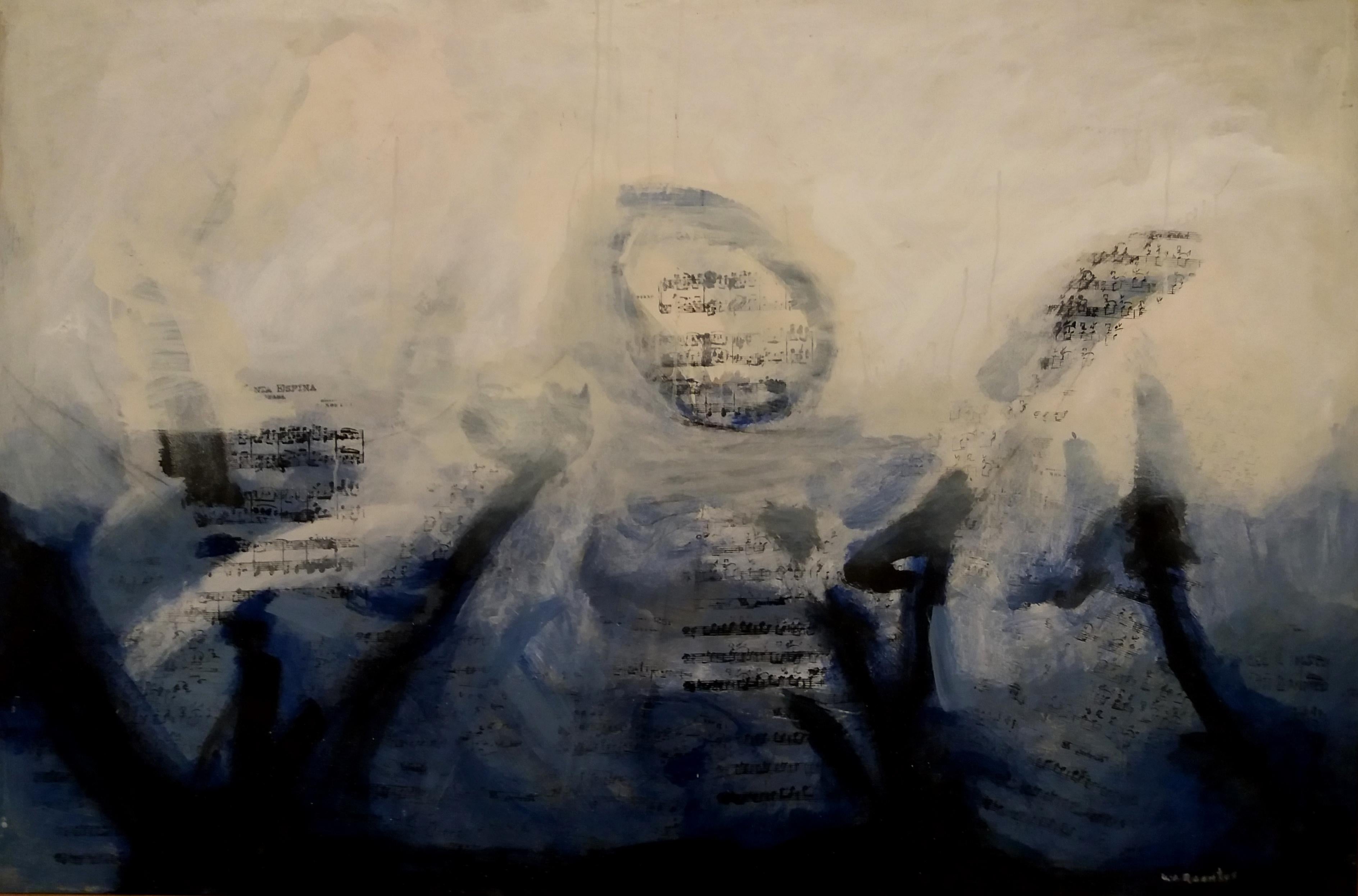 Abstract Painting di Maria Asuncion Raventos - Raventos   BLU  Grande  pittura acrilica espressionista originale