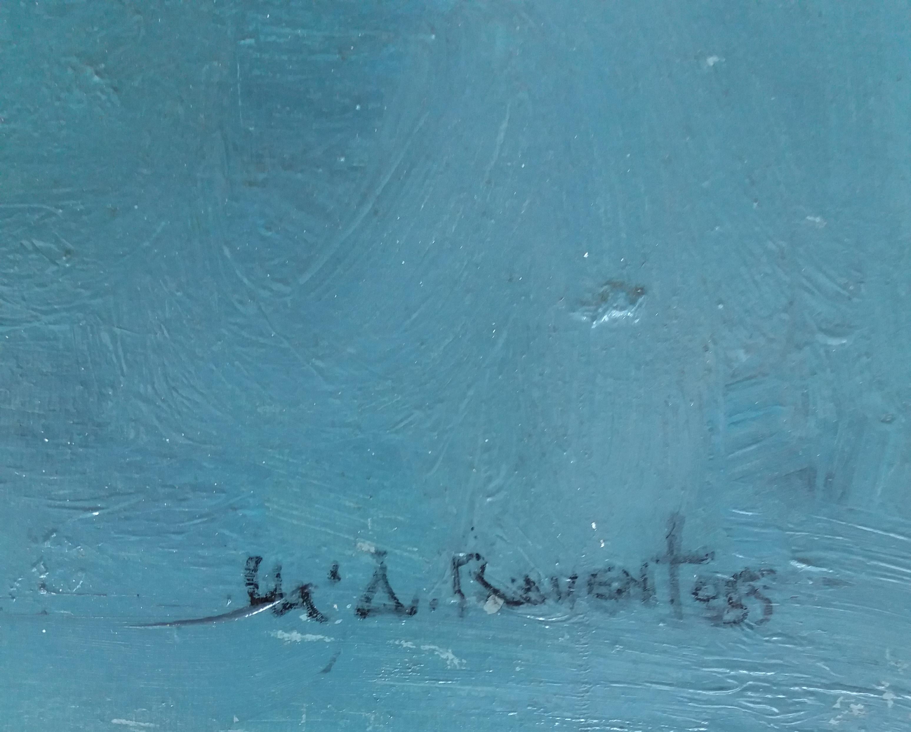 Raventos  Blau   Boot  Original-expressionistisches Acrylgemälde (Expressionismus), Painting, von Maria Asuncion Raventos