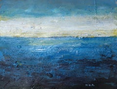Raventos Blue Navy Sunrise original abstract mixed media
