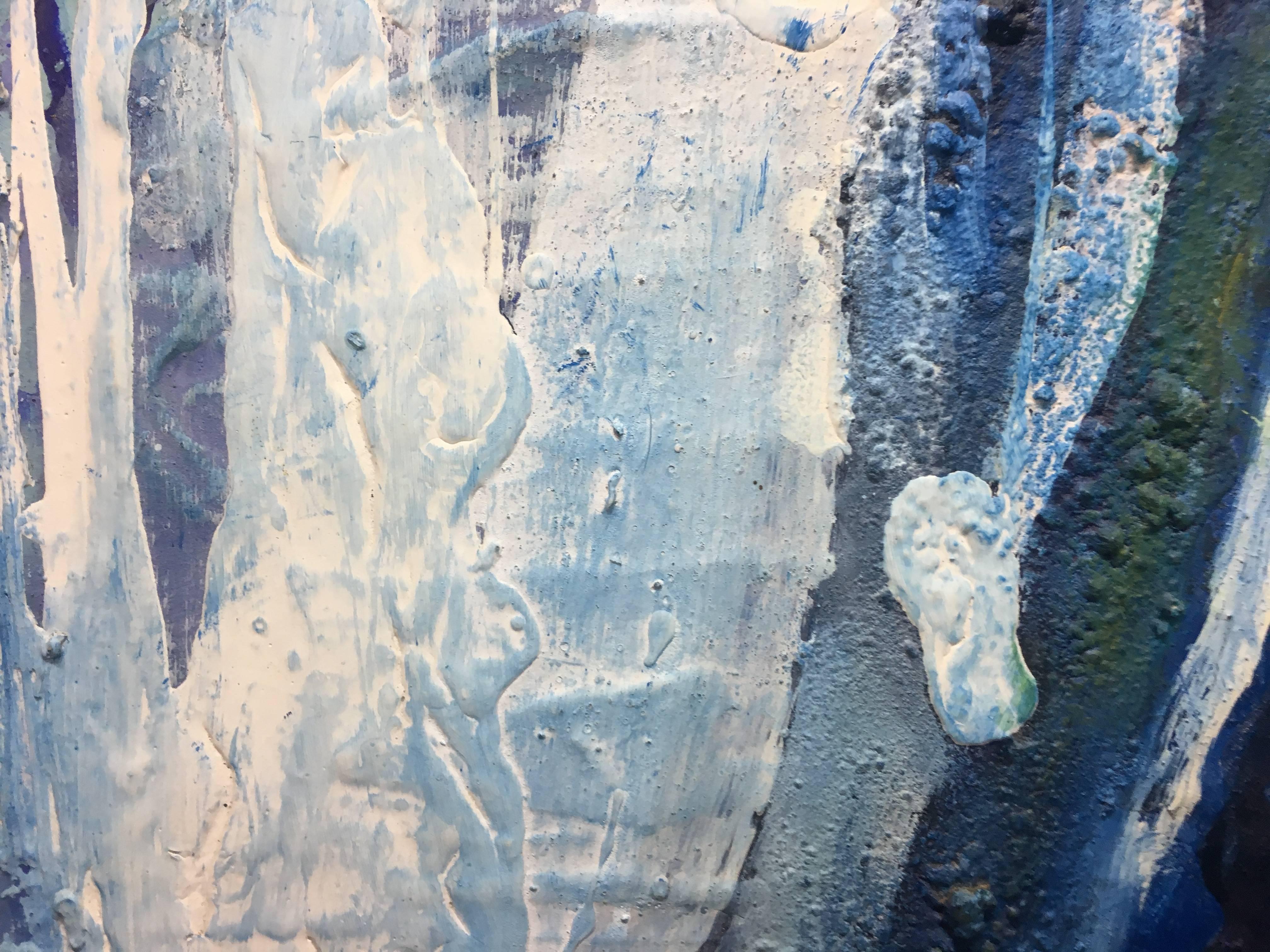 RAVENTOS  Mer bleue  Peinture abstraite originale en techniques mixtes 2