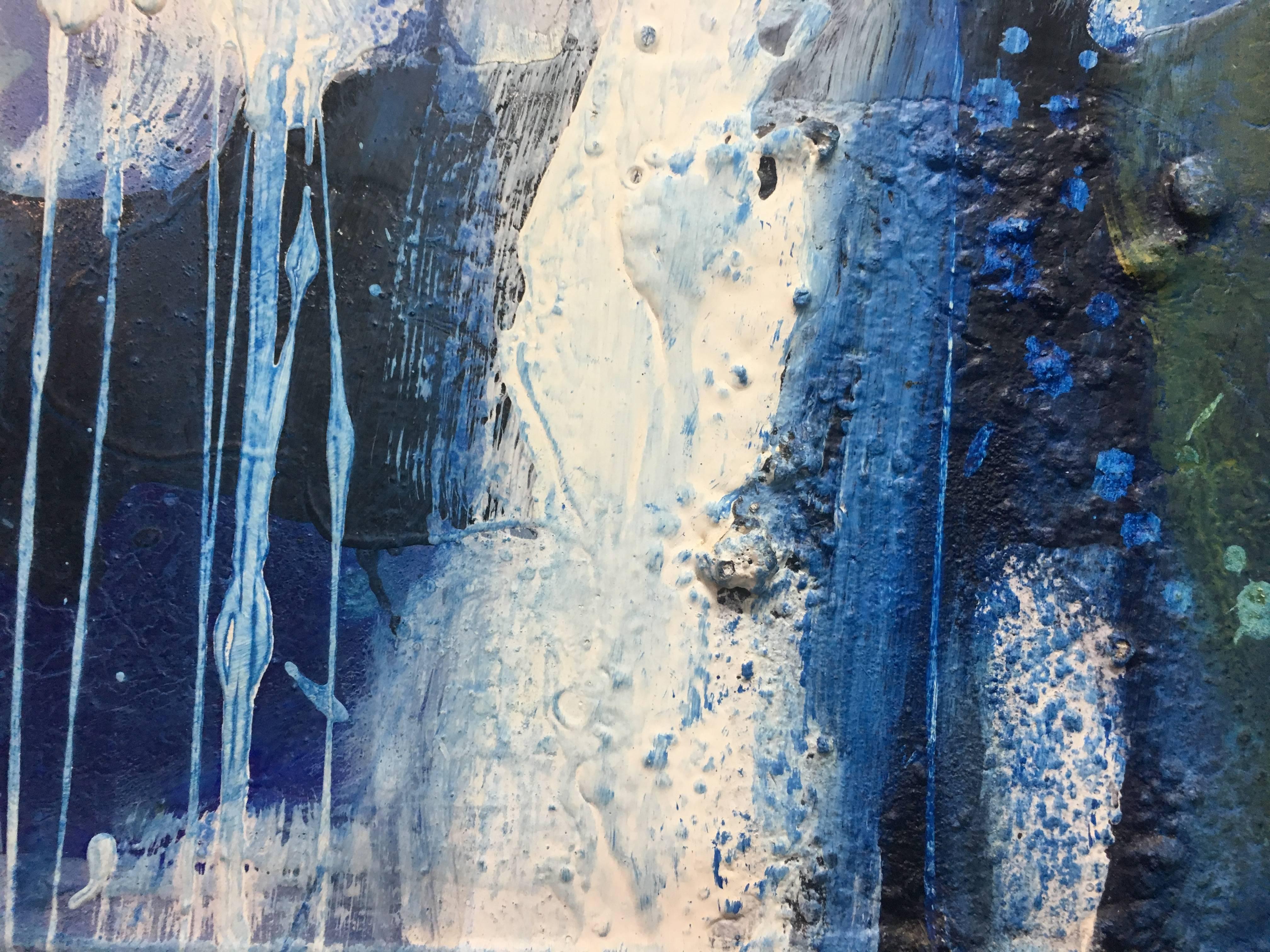 RAVENTOS  Blue Sea  original abstract mixed media painting 2