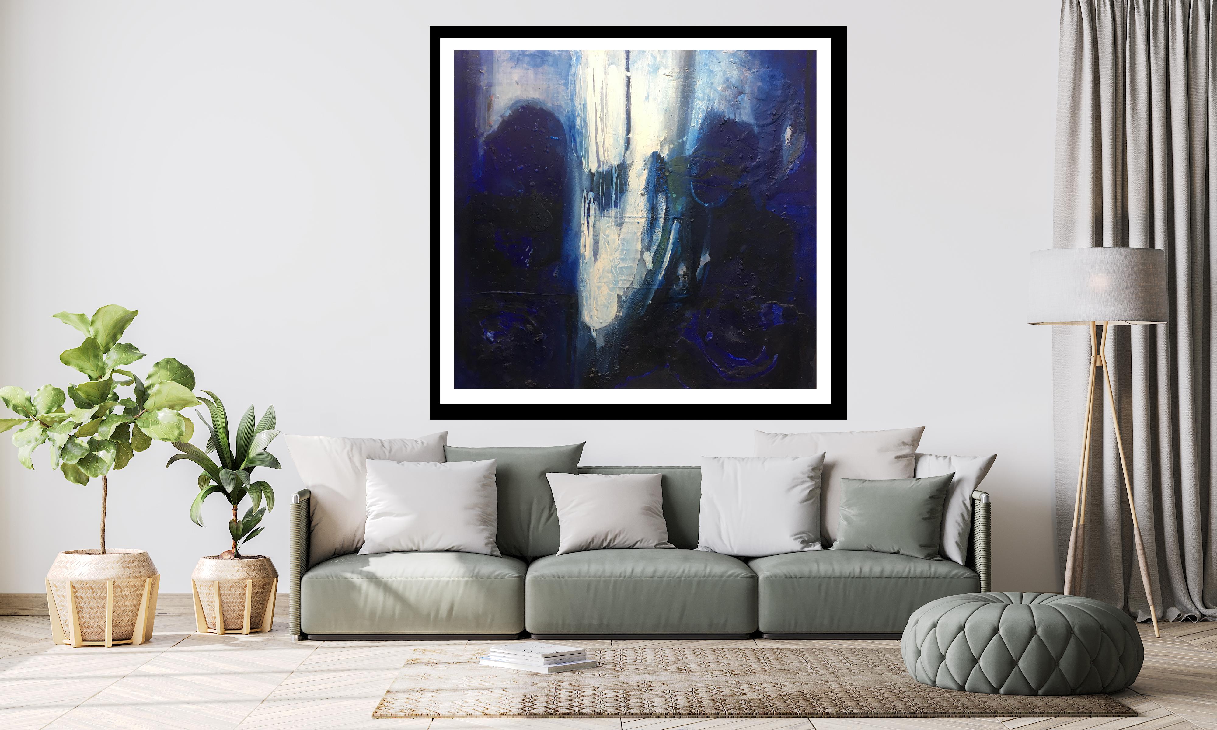 RAVENTOS  Blue Sea  original abstract mixed media painting For Sale 4