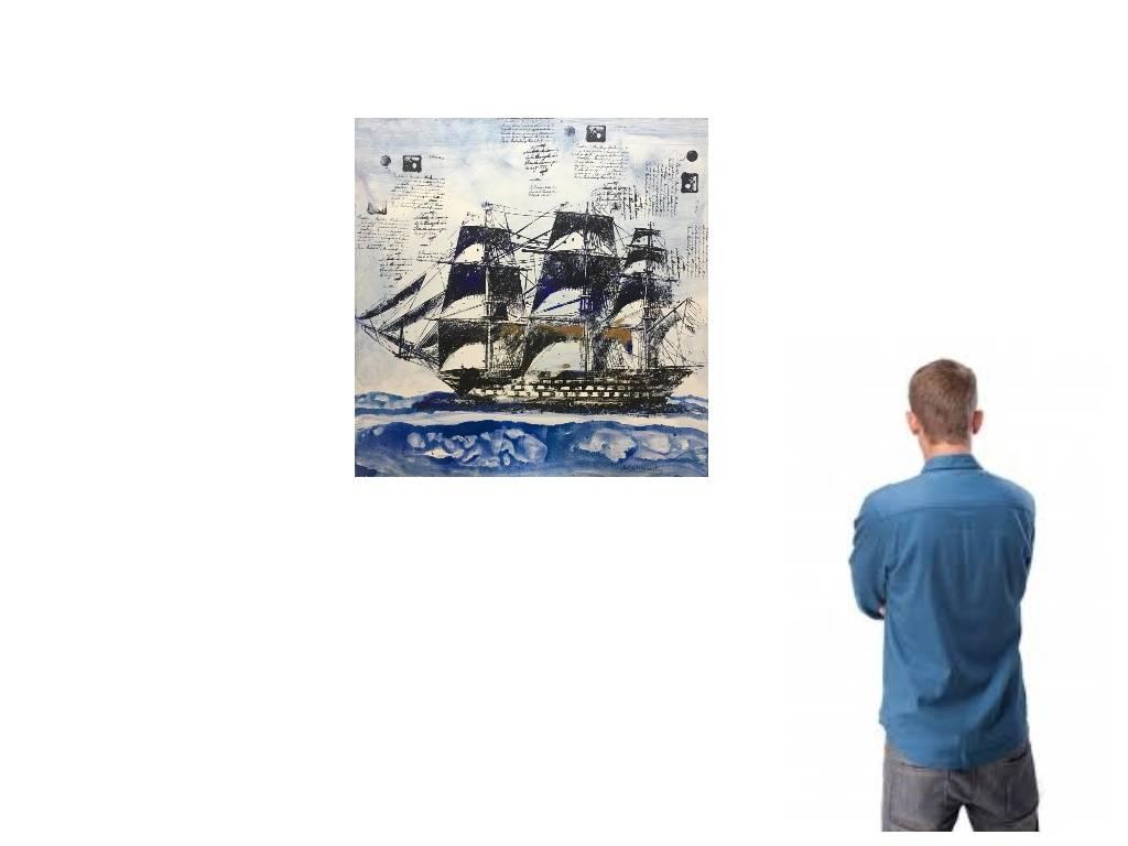 Raventos  Boat Marina II, original expressionistisches Acrylgemälde im Angebot 4