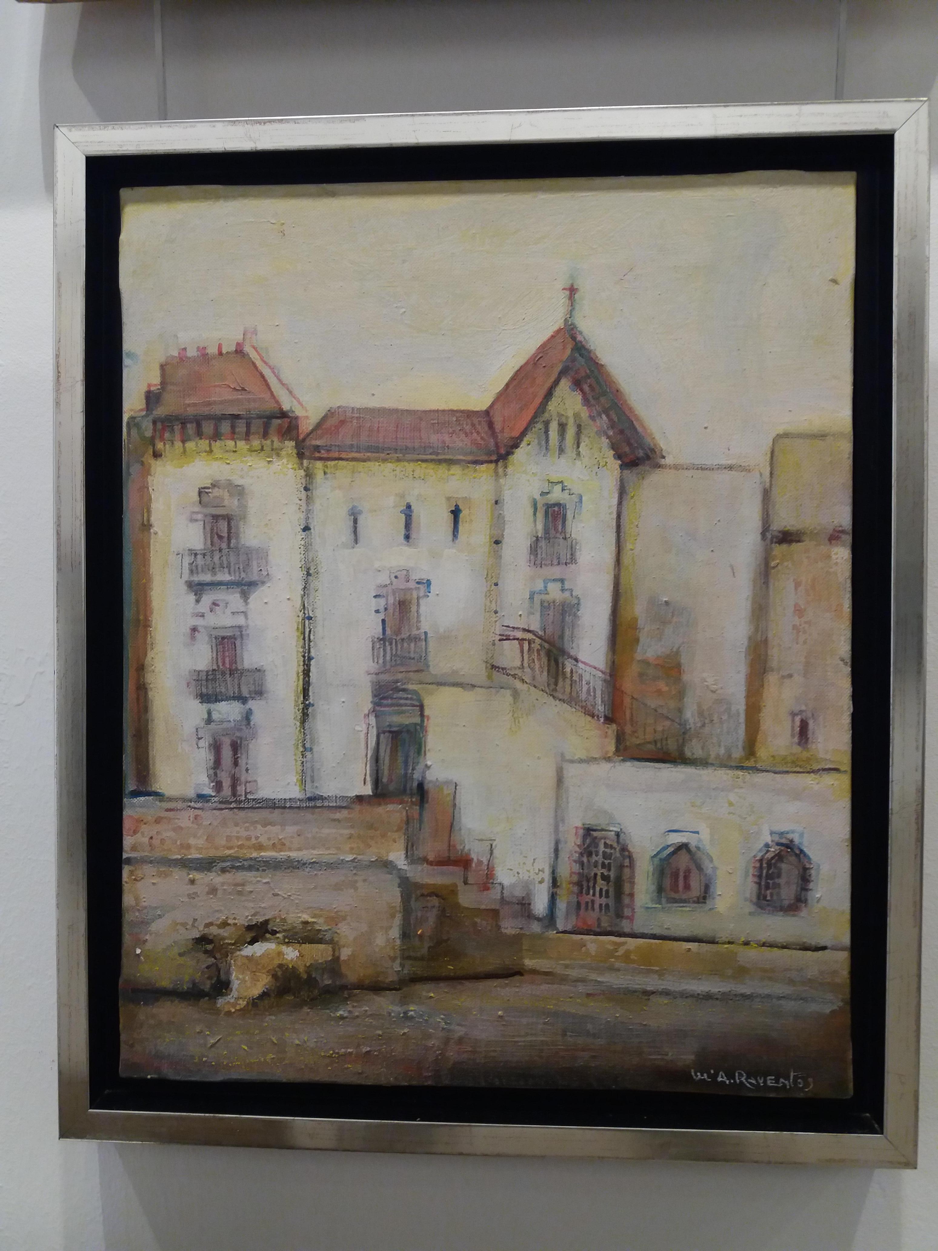 Raventos  CADAQUES   Vertikales expressionistisches Acryl-Leinwand – Painting von Maria Asuncion Raventos